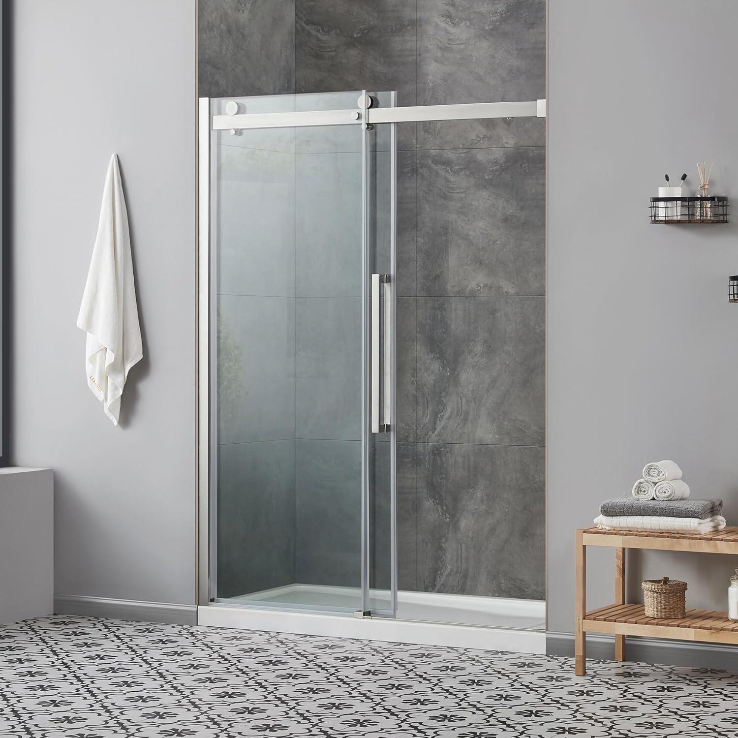 OVE Decors Bel Soft Close Gold 58-in to 60-in x 78.75-in Frameless Sliding Soft Close Shower Door