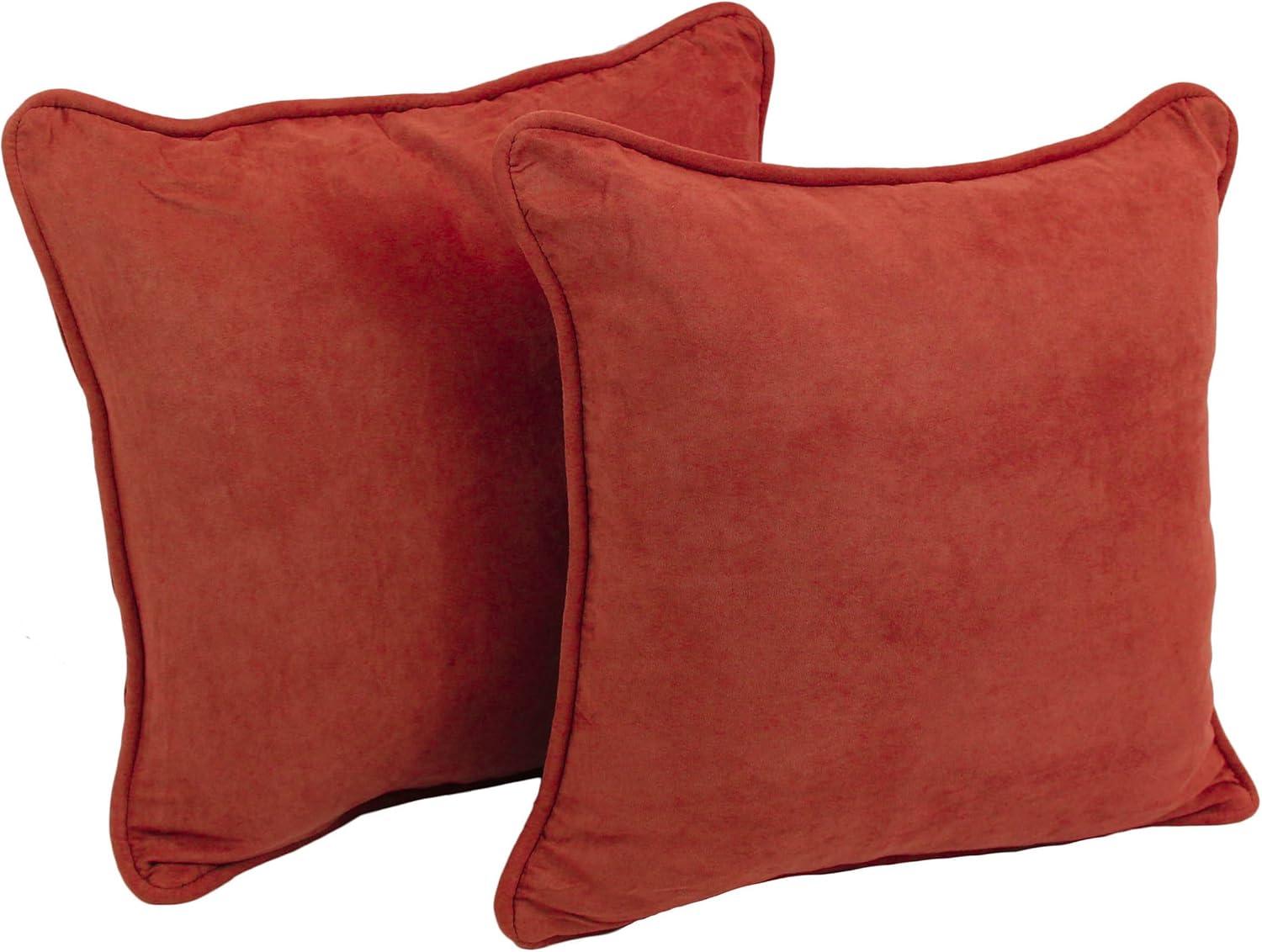 saney Corded Microsuede Throw Pillow, 18", Cardinal Red 2 Count