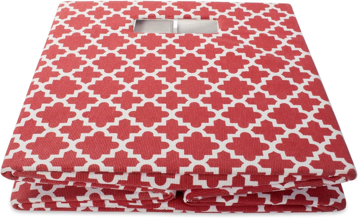 Rust Red Cube Storage Bin with Lattice Design 13"