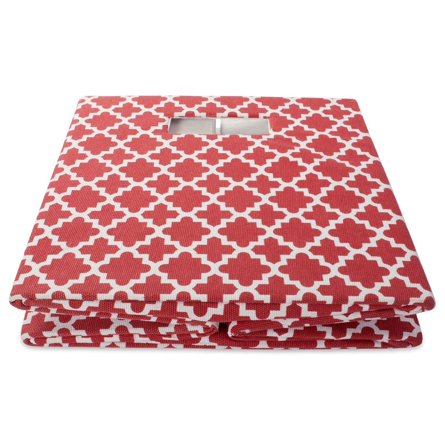 Rust Red Cube Storage Bin with Lattice Design 13"