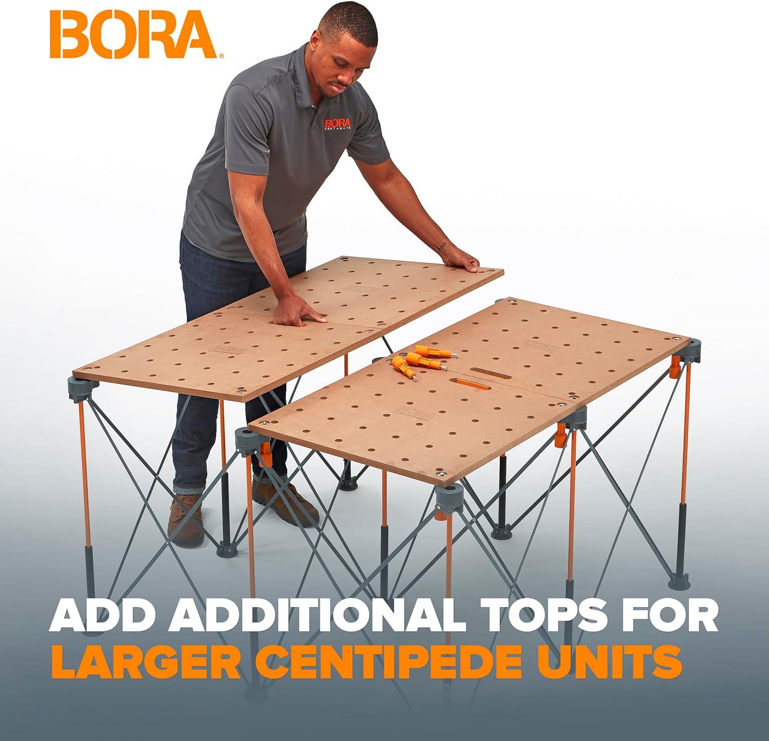 Compact Folding 28" Brown Workbench Top with 20mm Dog Holes