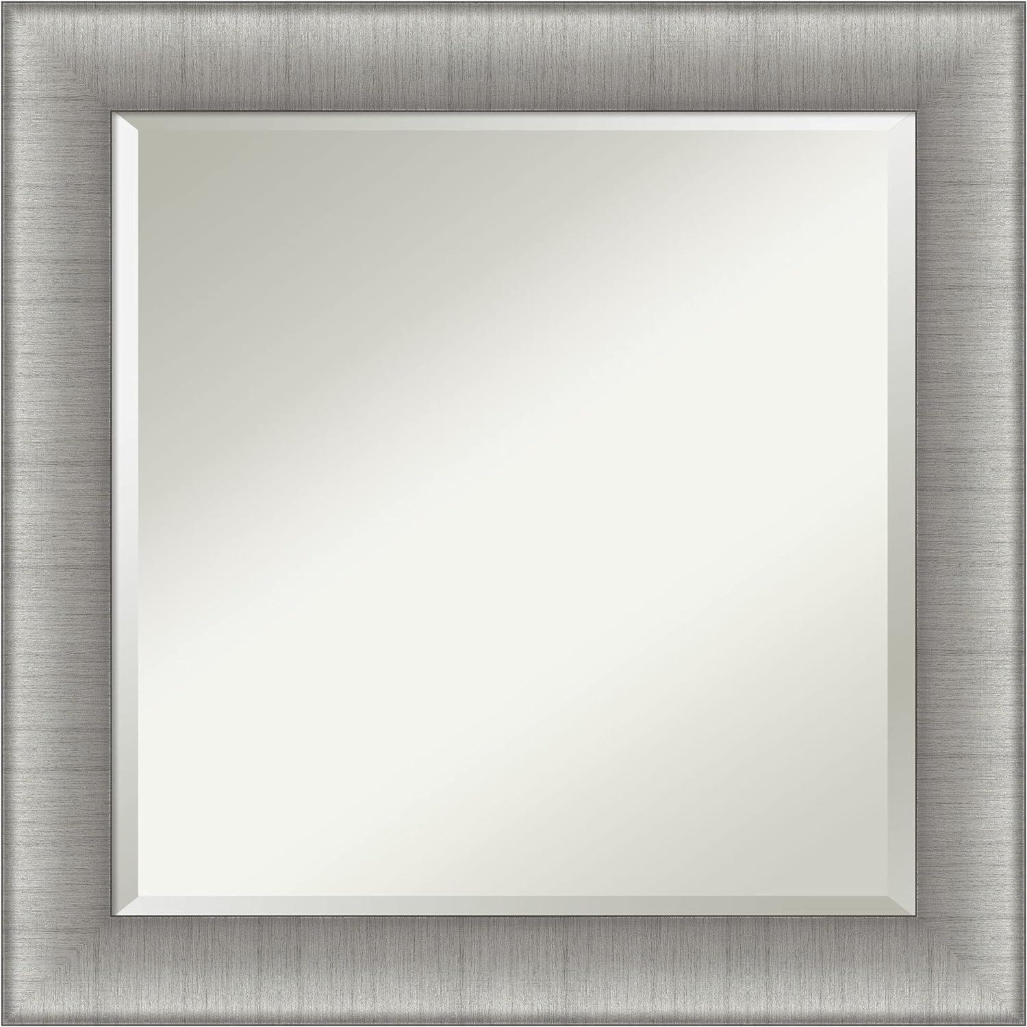 Elegant Brushed Pewter Rectangular 25" Bathroom Vanity Mirror