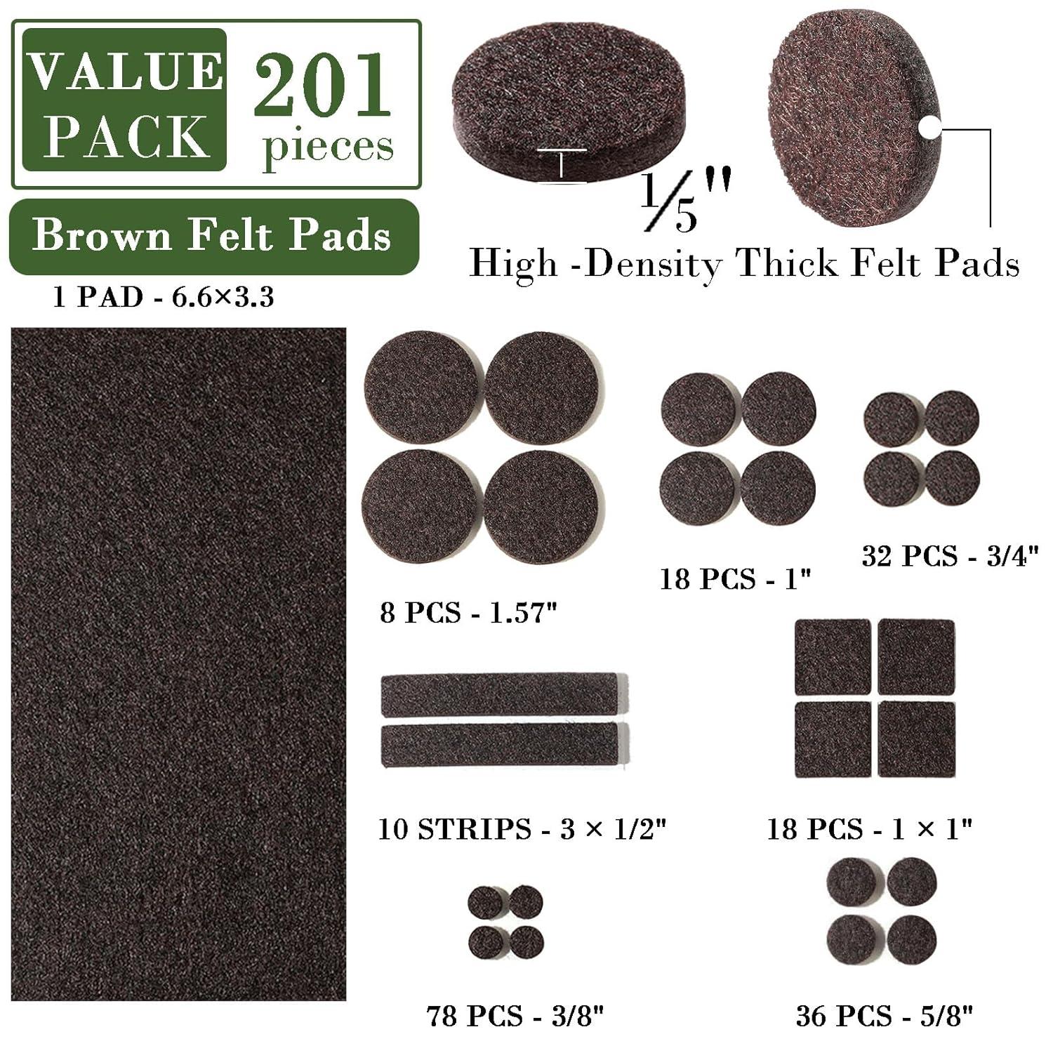 Fursafe&Q Felt Furniture Pads, Furniture Felt Pads for Hardwood Floors -Self Adhesive Chair Leg Floor Protectors, Protect from Nicks, Dents and Scratches, Chair Feet Protectors 136 Pcs Chair Feet