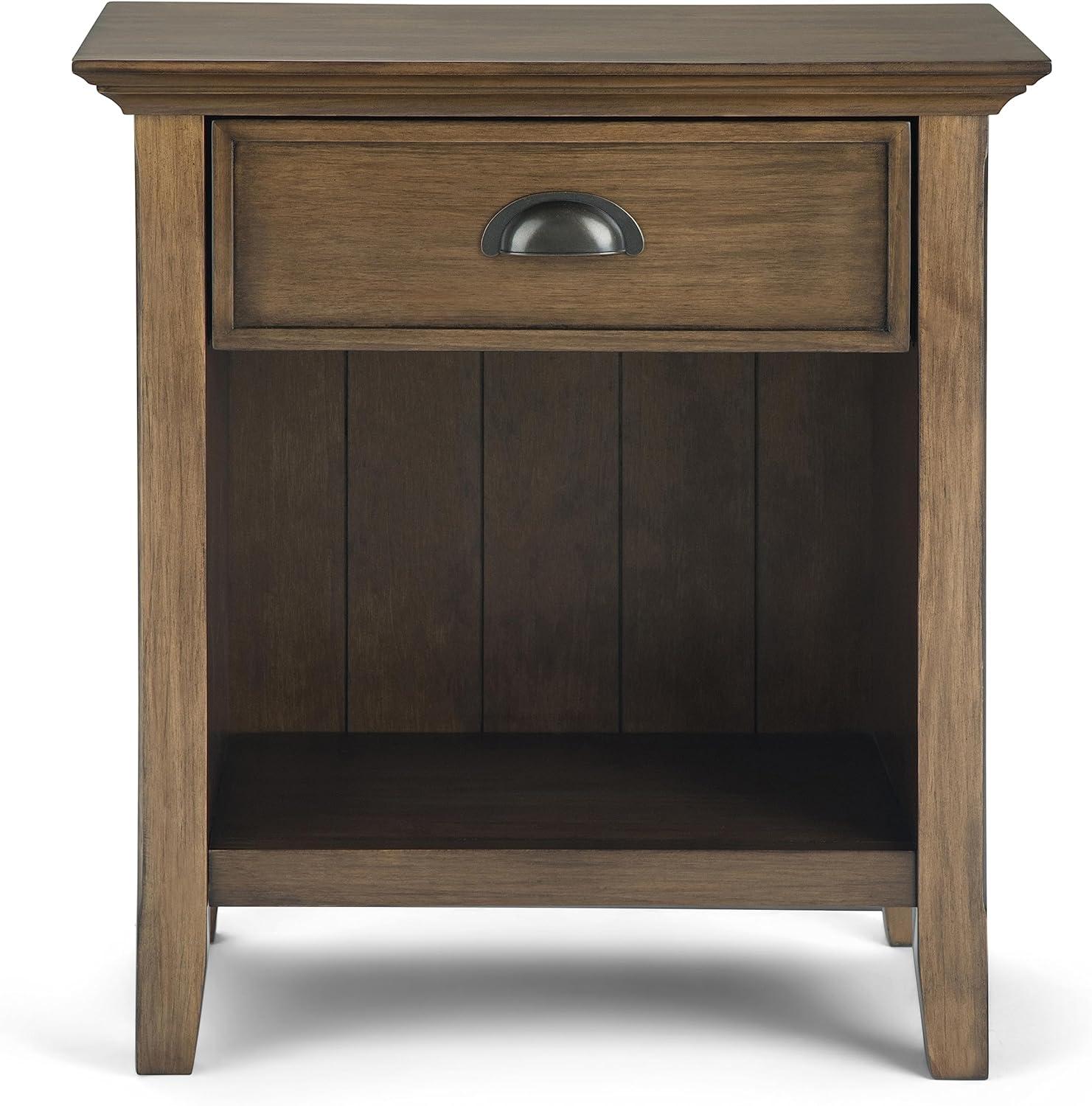 Simpli Home Acadian Solid Wood Bedside Table In Rustic Natural Aged Brown