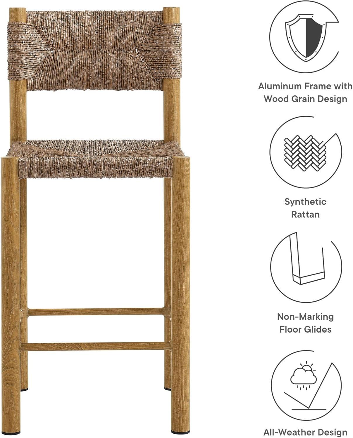 Modway Parkland Outdoor Patio Rattan And Aluminum Counter Stools Set Of 2