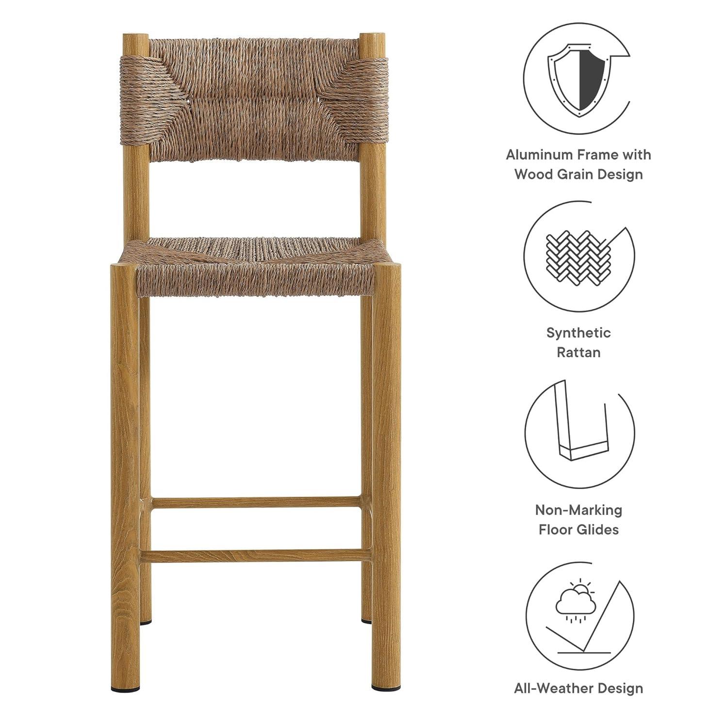 Modway Parkland Outdoor Patio Rattan And Aluminum Counter Stools Set Of 2