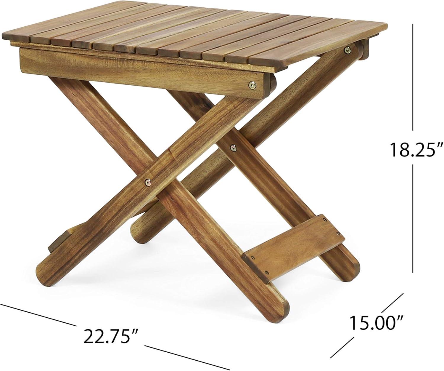 Natural Acacia Wood Outdoor Folding Side Table