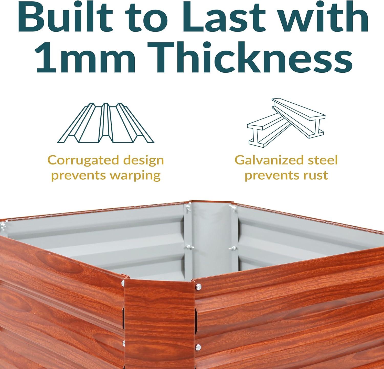 Sunnydaze Raised Hot Dip Galvanized Steel Garden Bed Planter for Plants, Vegetables, and Flowers - 24" Square x 12" Deep - Brown