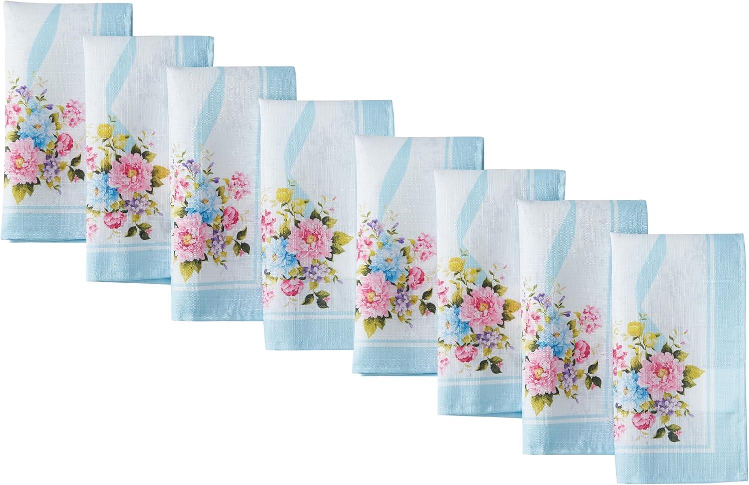 Rose Cottage Engineered Napkins, Set of 8 - Multicolor - 17x17 - Elrene Home Fashions