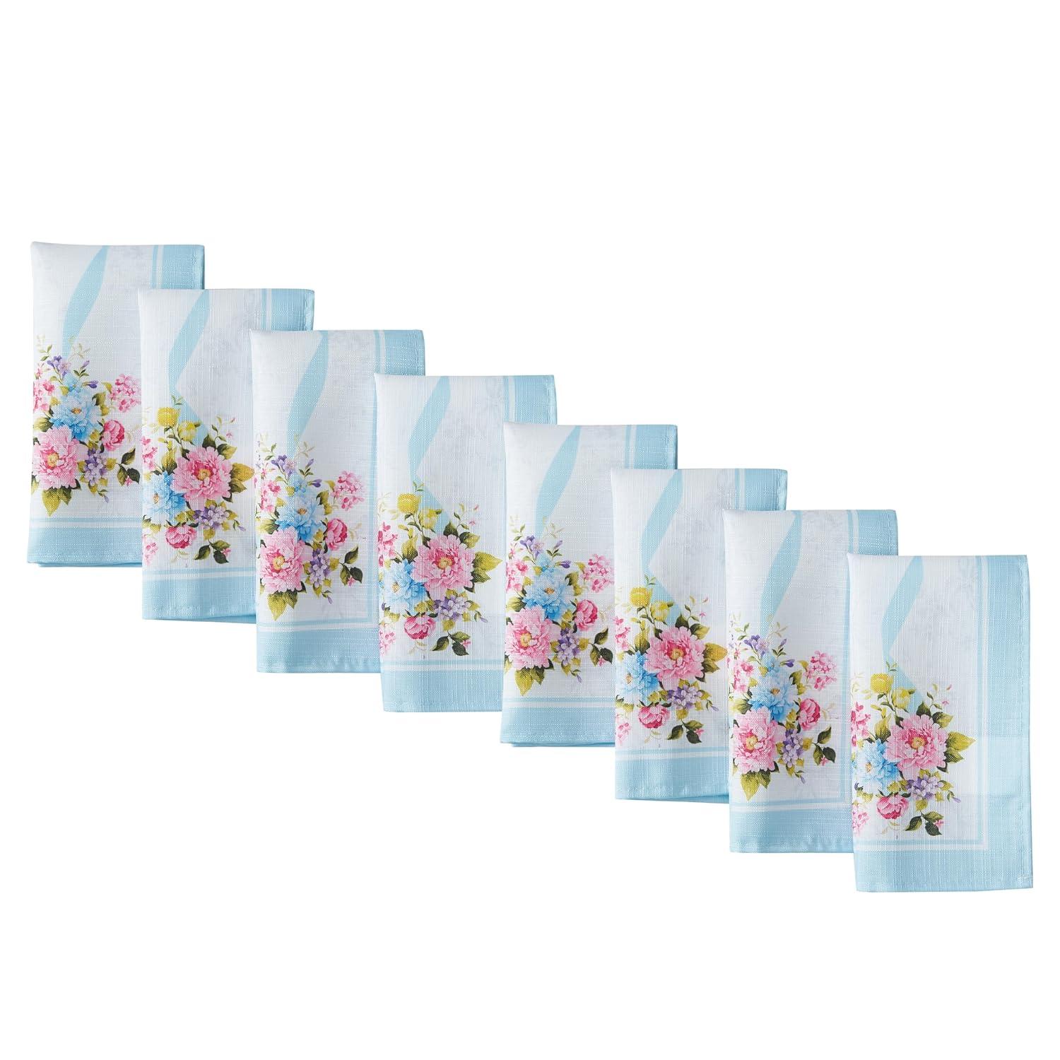 Rose Cottage Engineered Napkins, Set of 8 - Multicolor - 17x17 - Elrene Home Fashions