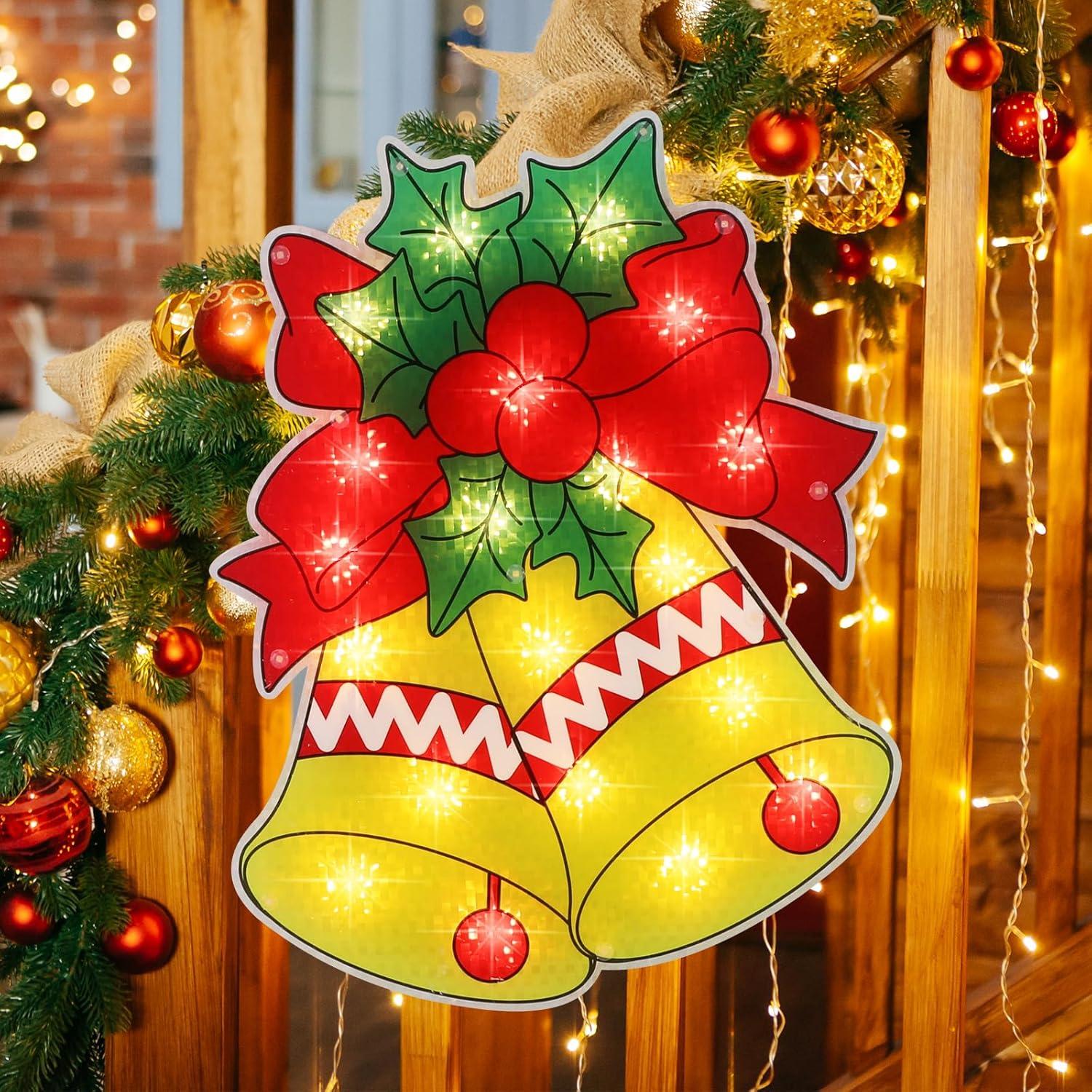 17" Multicolor Bell Christmas Window Silhouette Lights