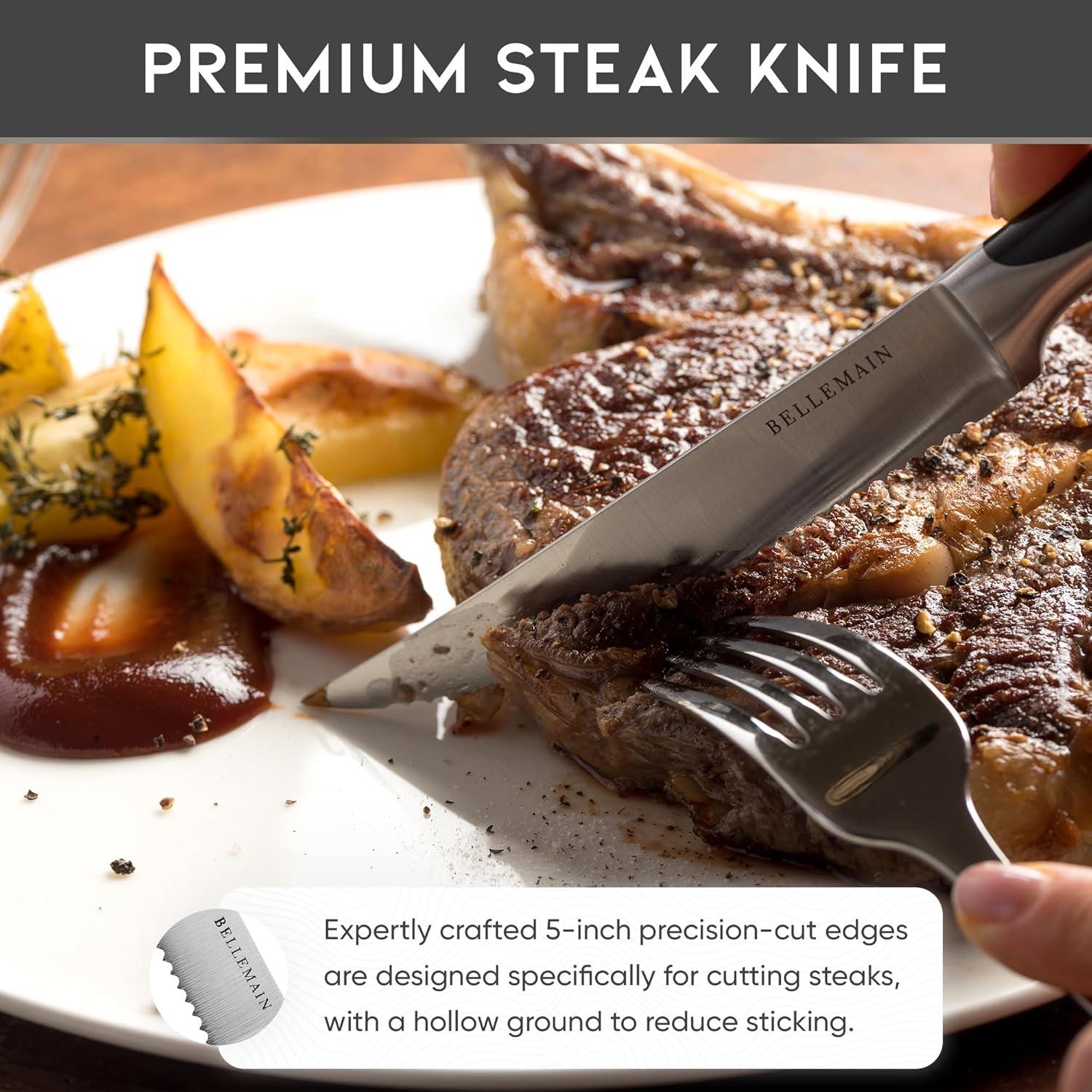 Premium Steak Knife Set Of 4, Kitchen Knife Set With Steel Blades Precisely Cut, Lightweight Steak Knife Set Stainless Steel And Durable, Serrated Steak Knife Dishwasher Safe