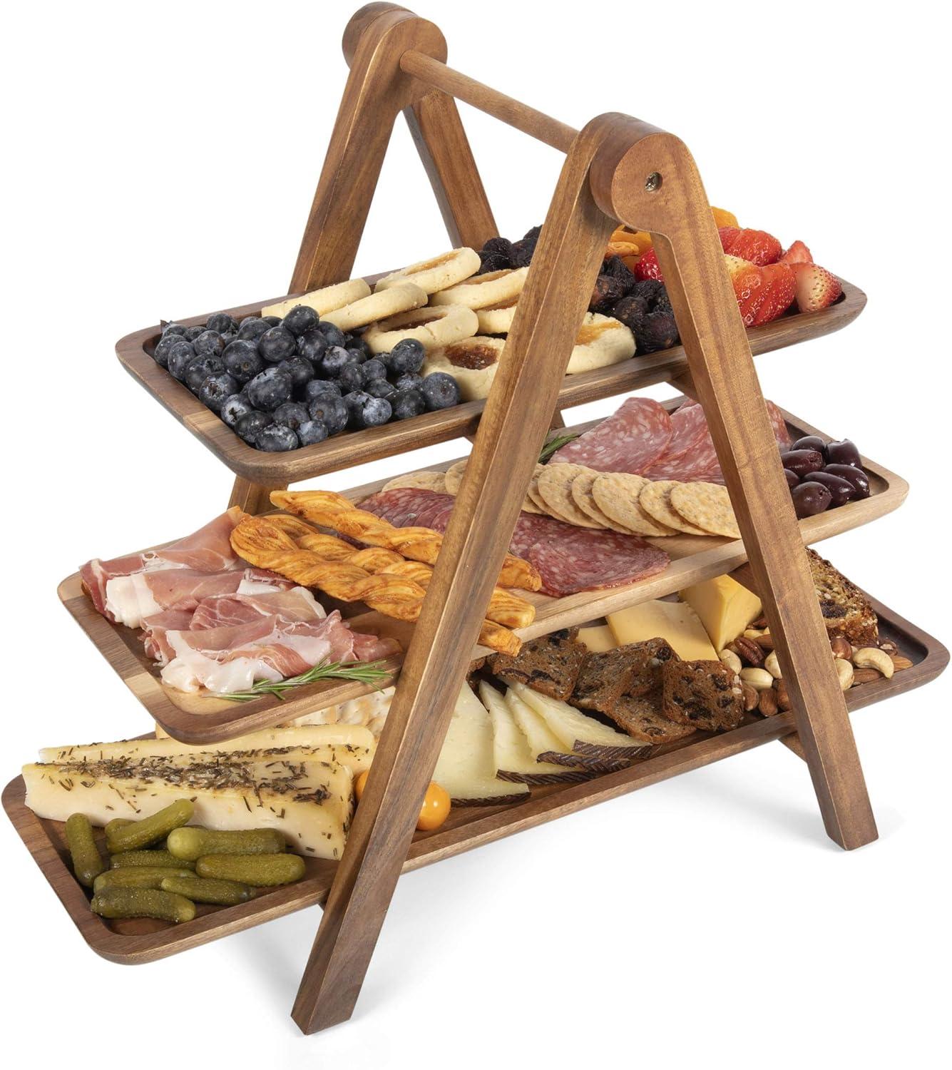 Union Rustic 3 Tiered Serving Tray - Charcuterie Boards - Wood Serving Platters Austyn