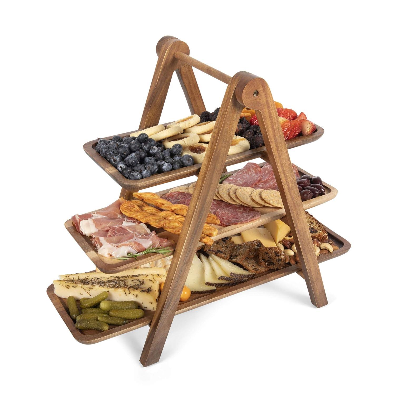 Union Rustic 3 Tiered Serving Tray - Charcuterie Boards - Wood Serving Platters Austyn