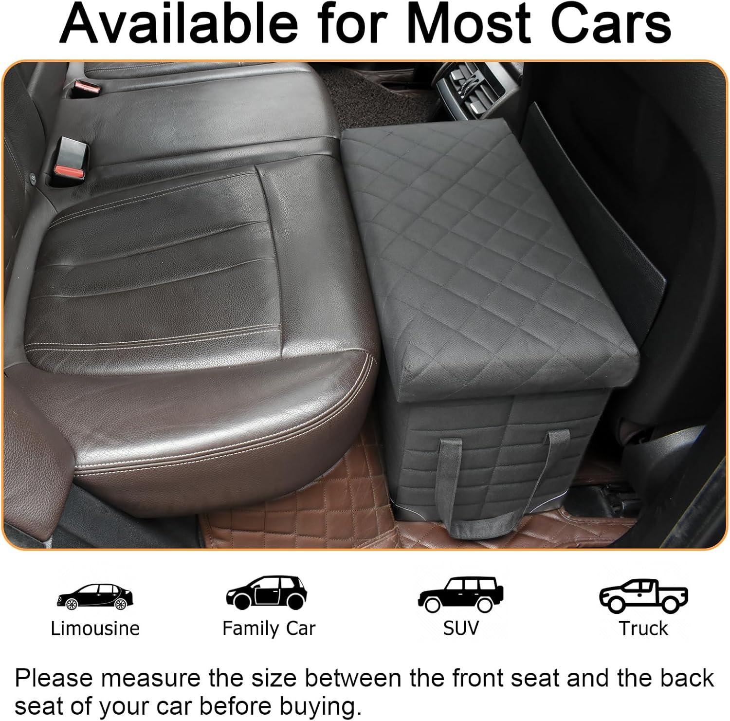 LIONROGE Car Back Seat Extender for Large Dogs up to 200lbs,Dog Car Back & Front Seat Extender with Storage,Prevent Your Dogs from Falling Off The Seat