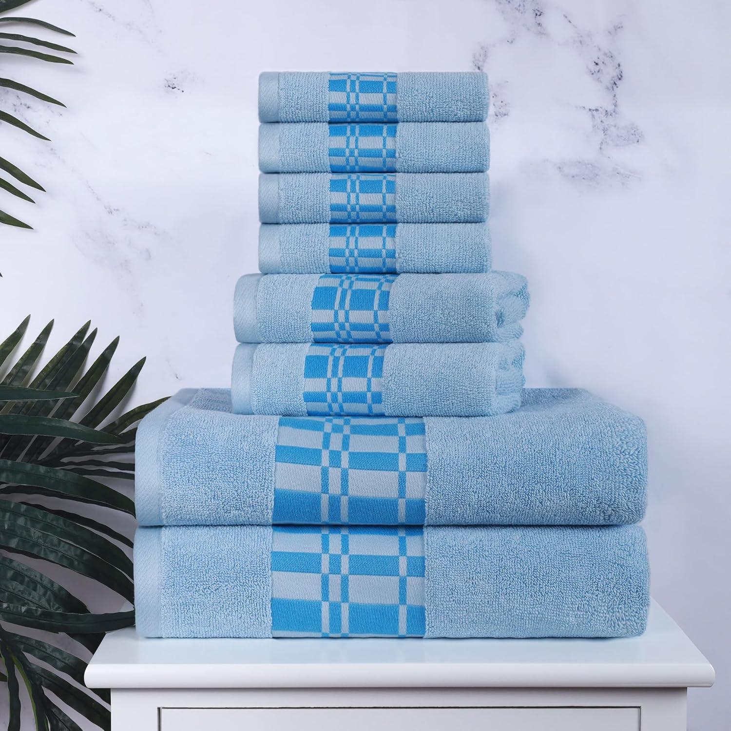 Superior Larissa 8-Piece Cotton Embroidered Towel Set, Light Blue