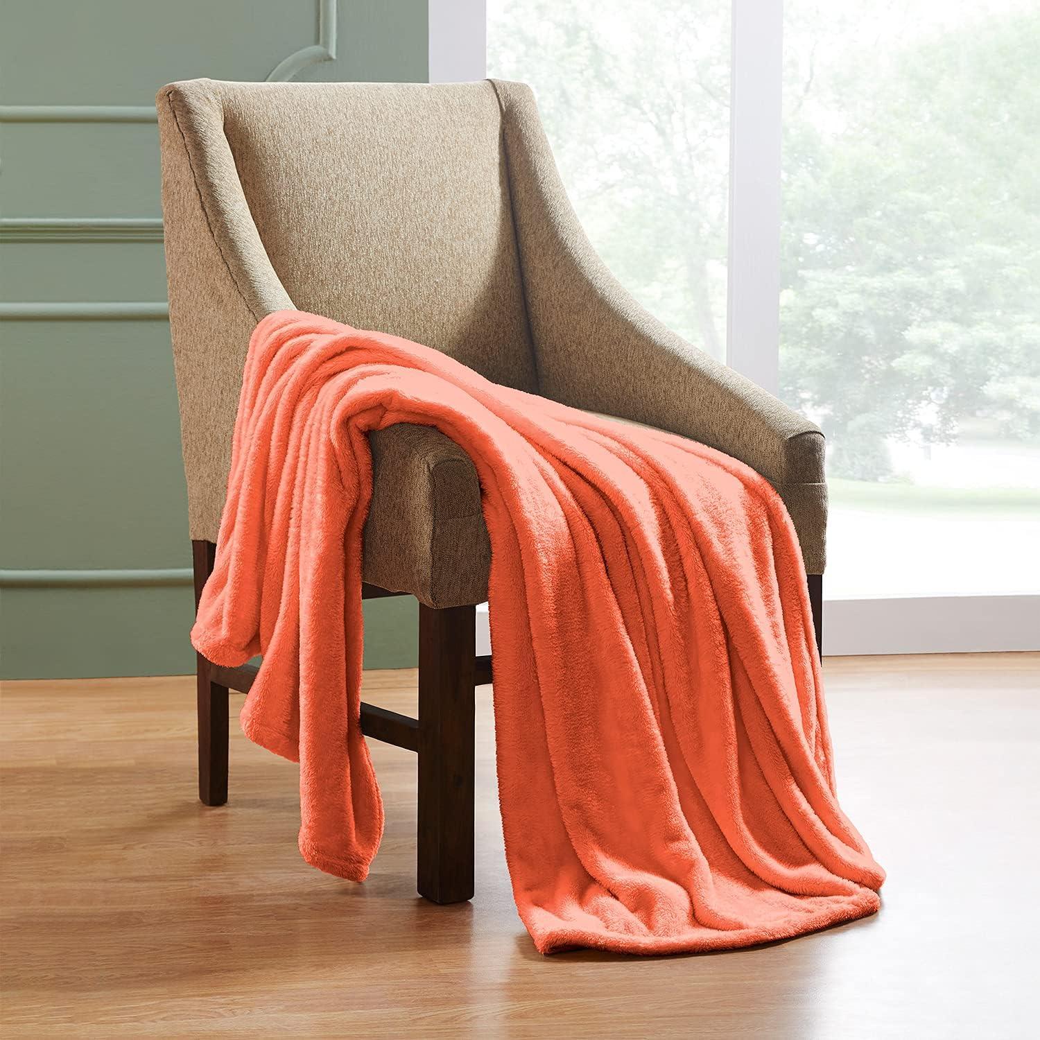 Superior Super Soft Plush Fleece Blanket, Adult/Teen, Throw 50" x 60", Coral