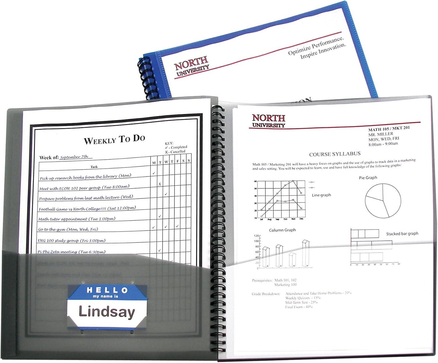 C-Line 8-Pocket Spiral-Bound Poly Portfolio, Assorted Tropic Tones, Single