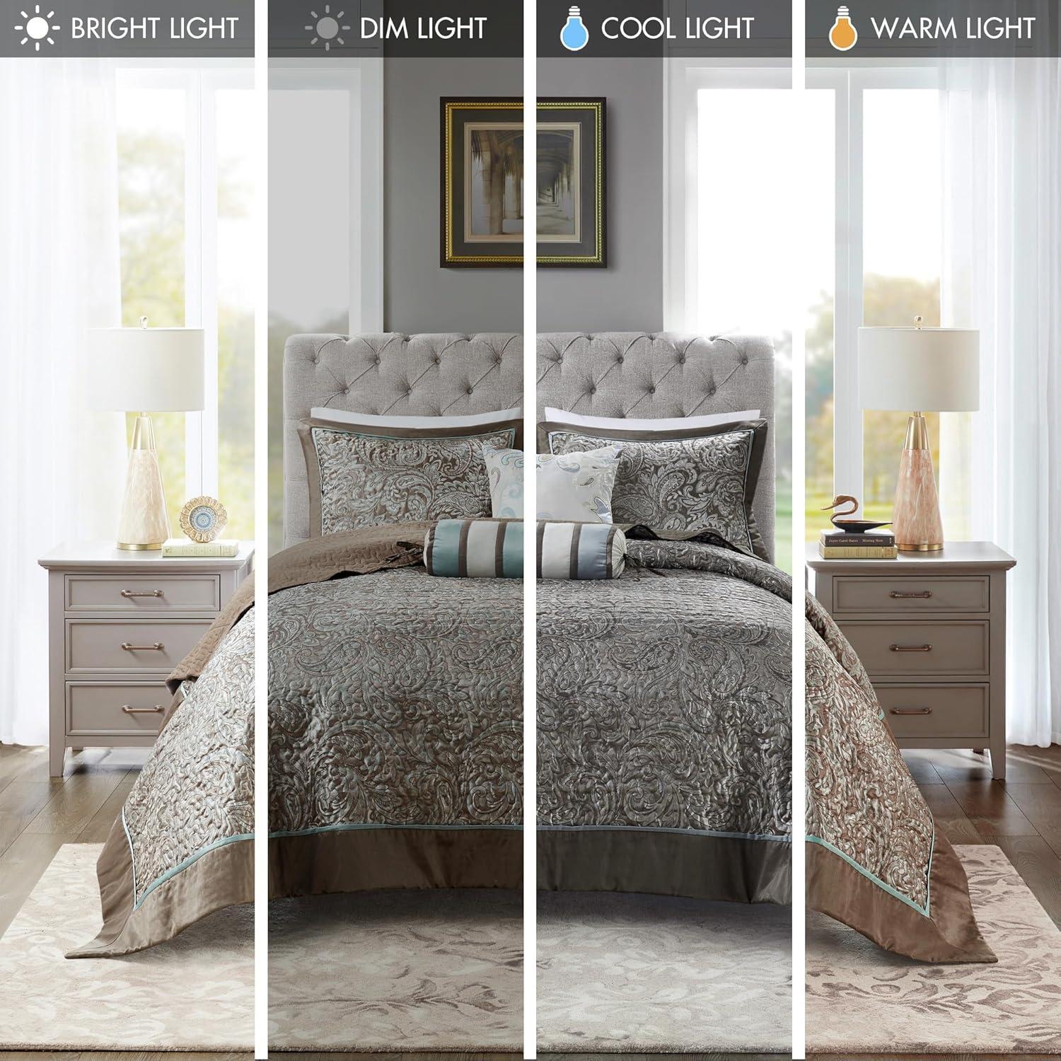 Madison Park 5pc King Whitman Reversible Jacquard Bedspread Set Blue: Embroidered, Traditional Style