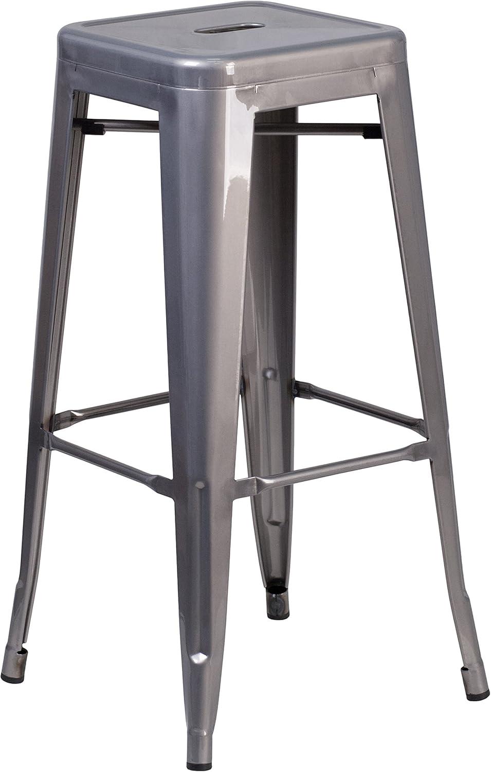 Flash Furniture Lincoln Backless Barstool, Clear Coated