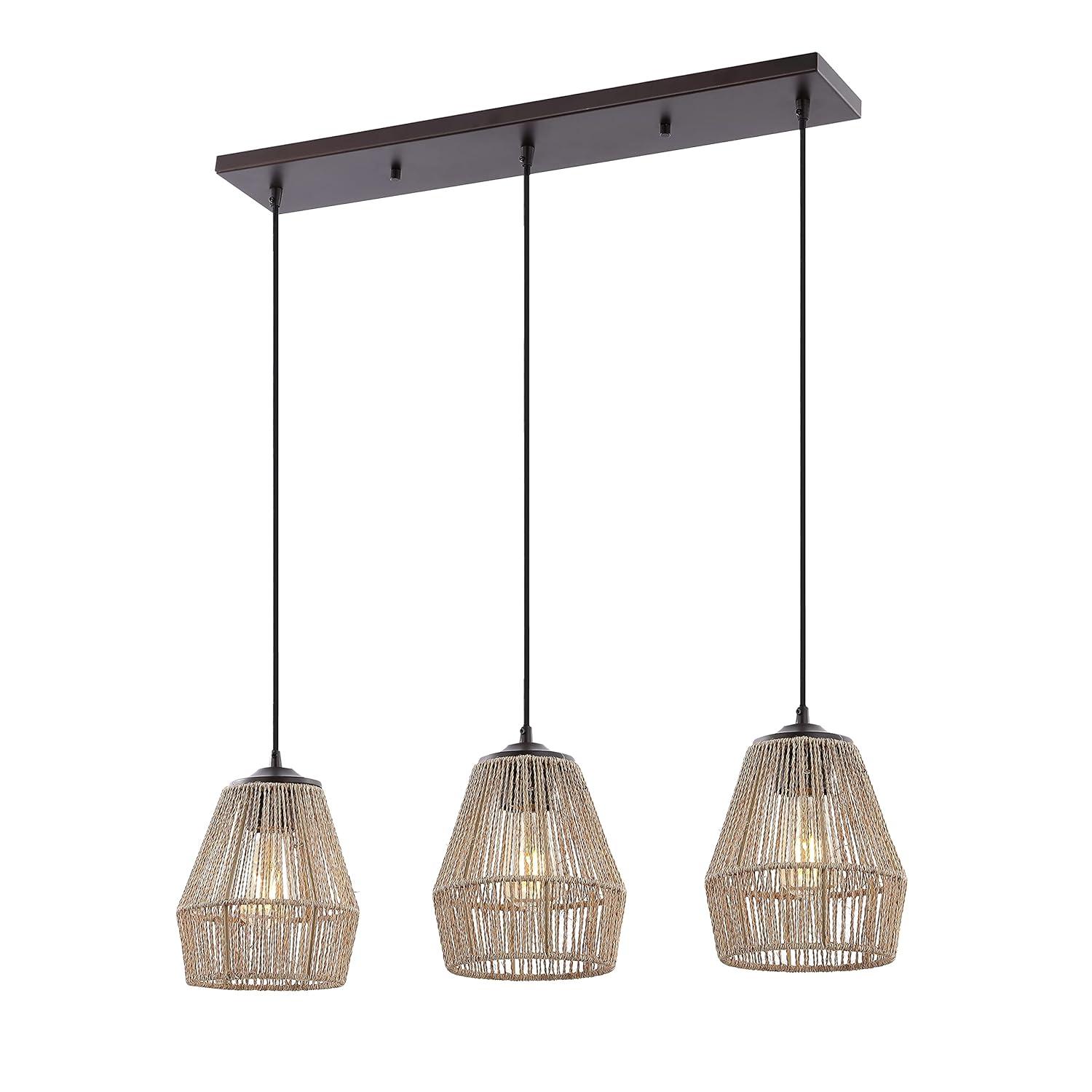 Jonathan Y Ibiza Island Seagrassmetal Bohemian Coastal Led Pendant