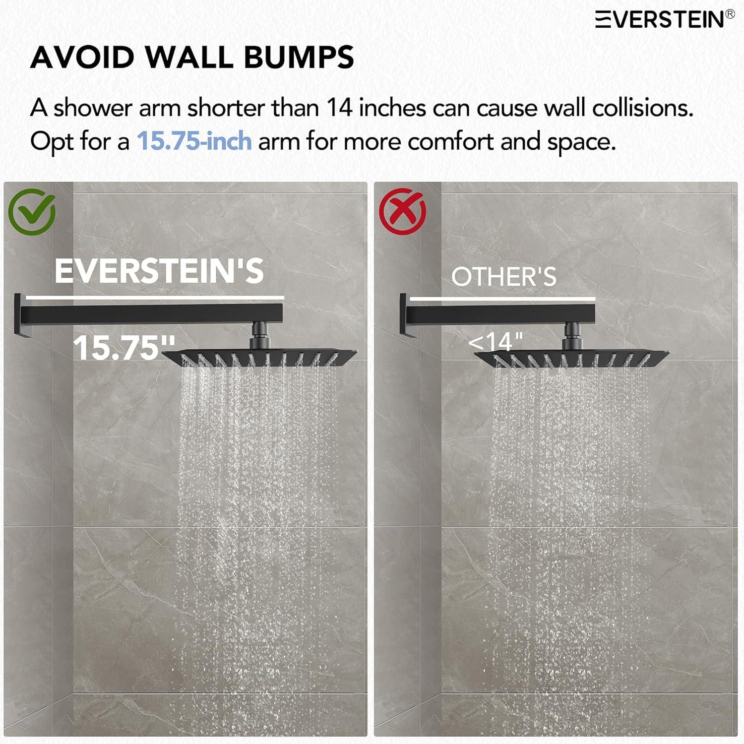 YAWWALK 10" Shower Head with 3-Spray Patterns Handheld in Matte Black (Valve Included)