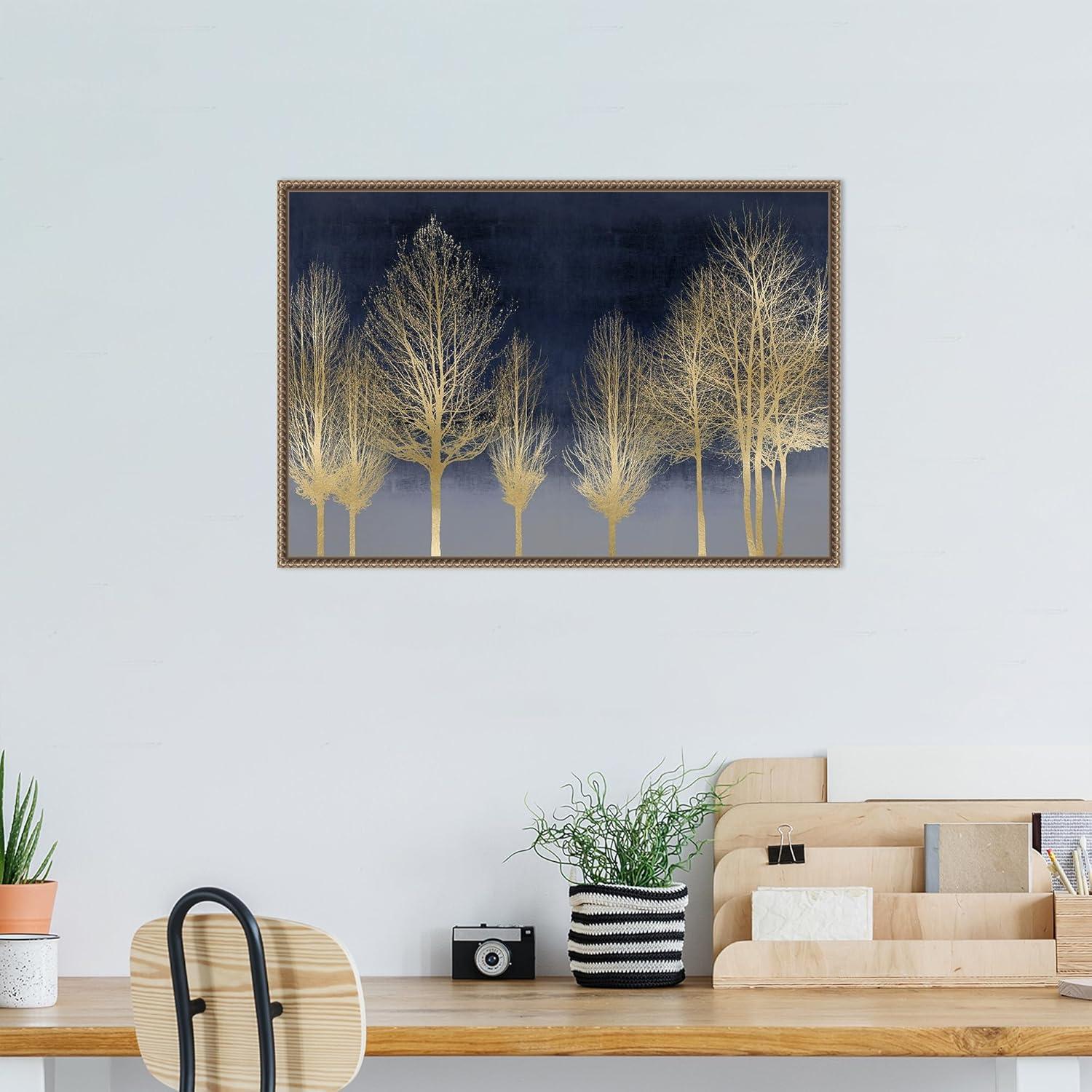 Amanti Art Gold Forest on Blue by Kate Bennett Canvas Wall Art Print Framed 23 x 16-in.