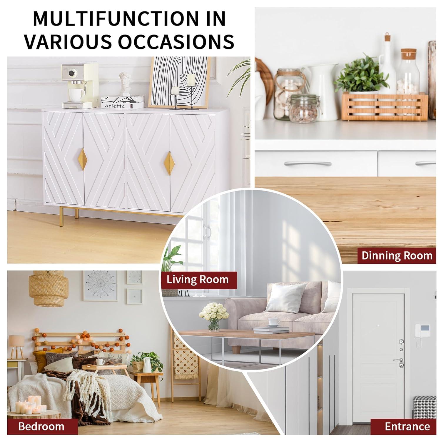 Mercer41 47.2" Accent Cabinet With 3D Geometric Doors