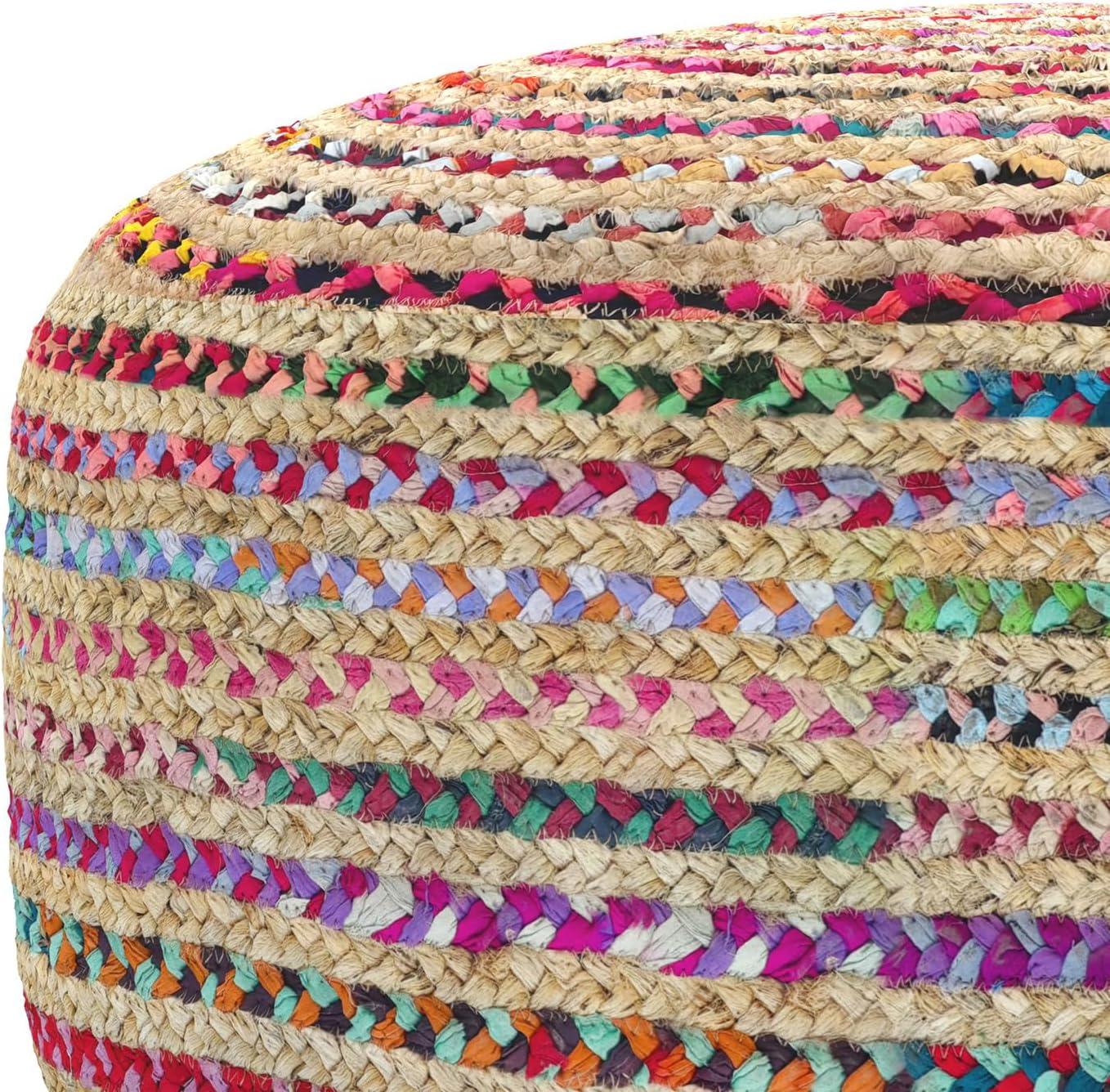 Margo Boho Contemporary Round Large Pouf in Multi Color