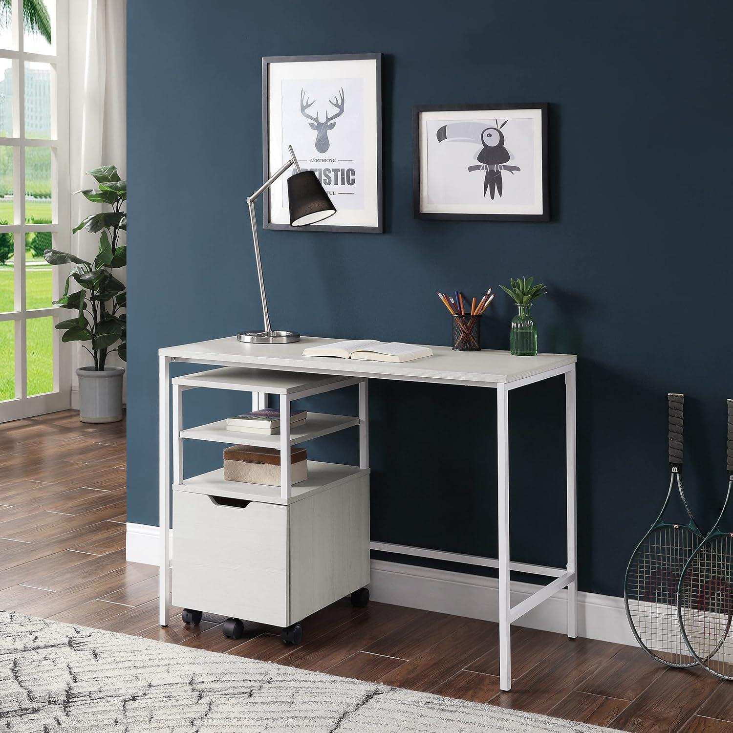 OSP Home Furnishings Contempo 42" Desk in White Oak Finish