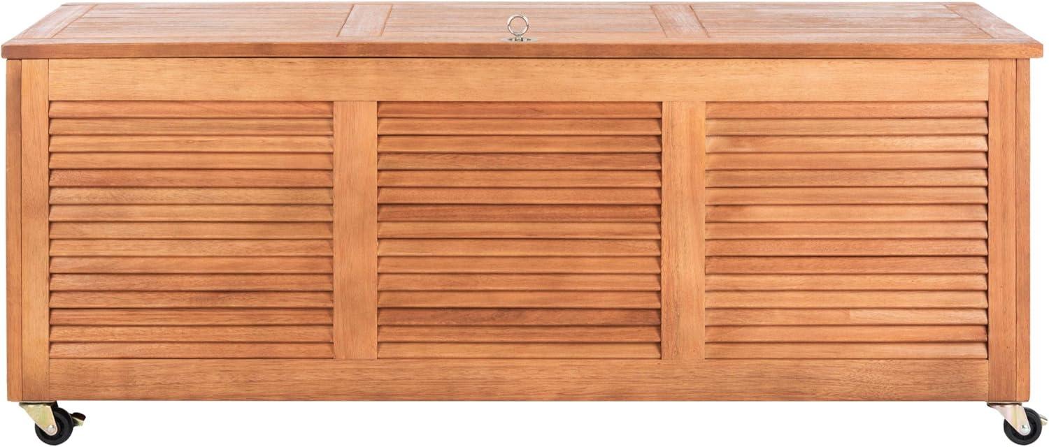 Elina 47.2 Inch Natural Wood Outdoor Deck Box with Wheels