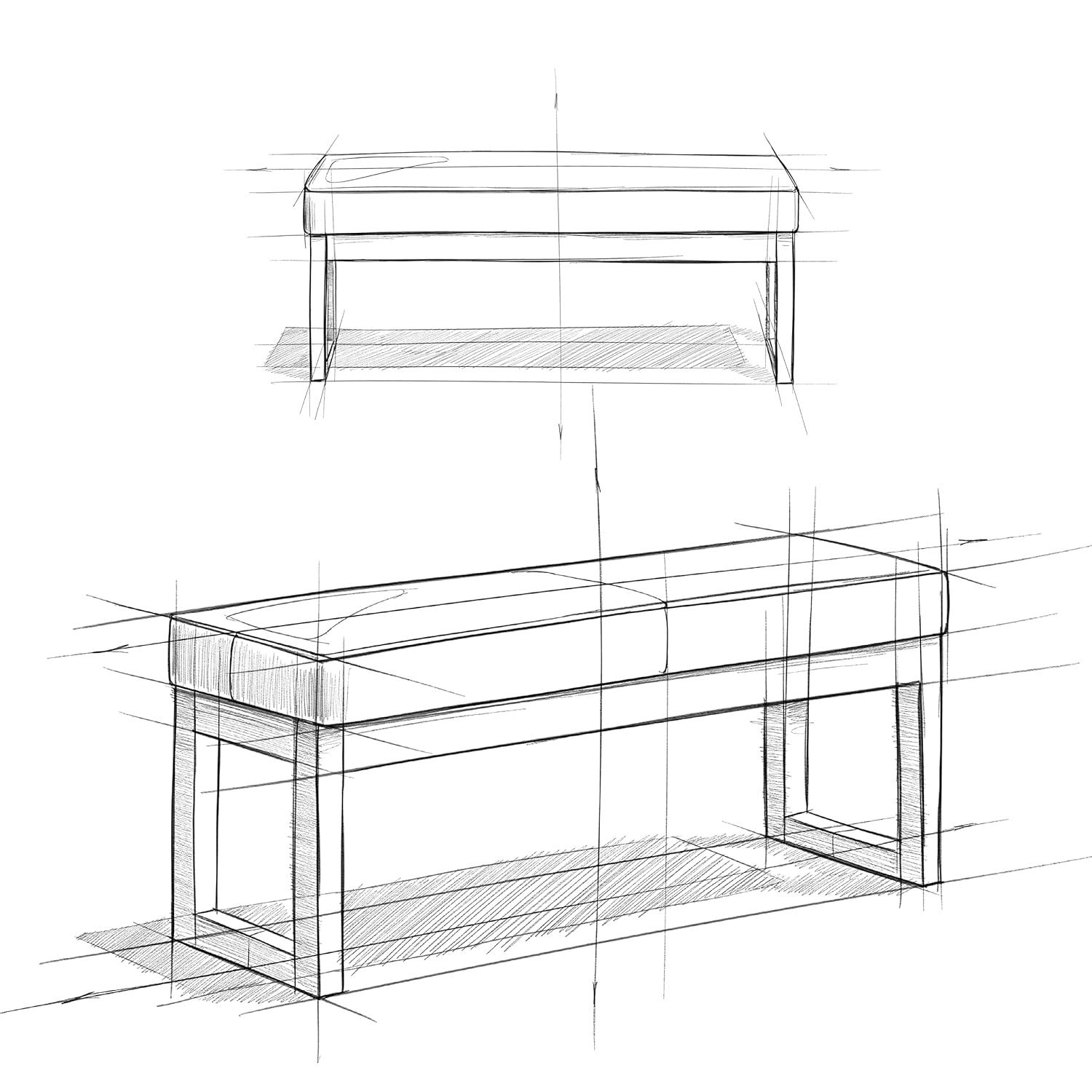 Simpli Home Milltown Ottoman Bench with Upholstered Seat and Solid Wood Frame