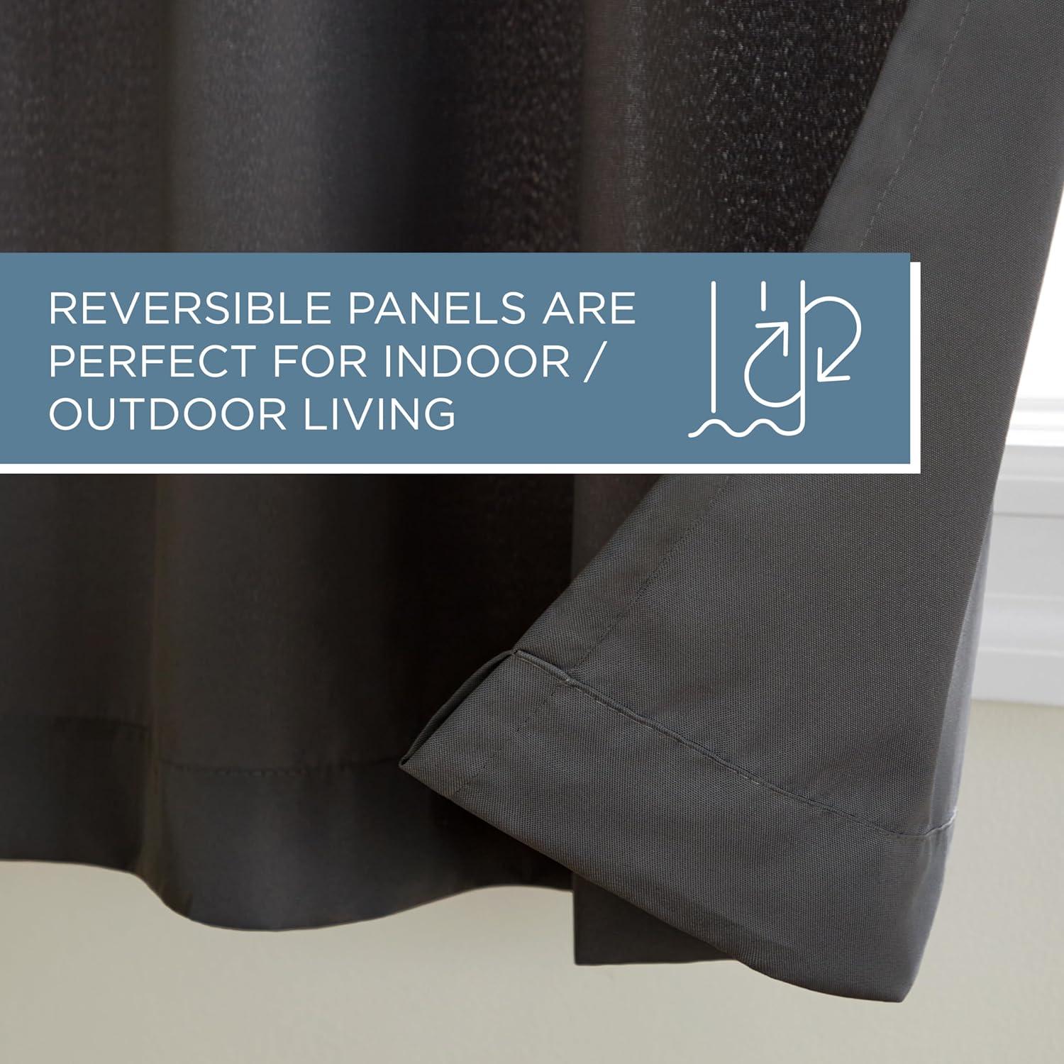 TOWN & COUNTRY BASICS Cabana Solid Heavyweight Indoor Outdoor Curtains, Light Filtering Opacity with Grommet Top, Water Repellent, 2-Pack Set, 54"x108", Charcoal