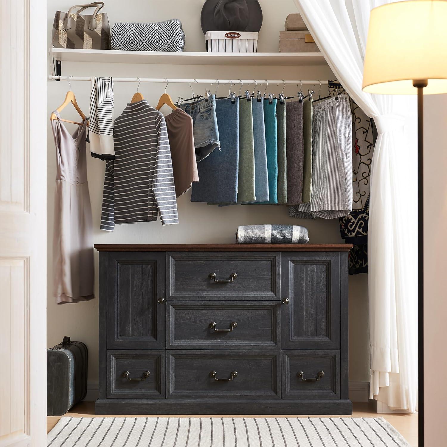 Wildon Home® Caeden 47.5" Wide Farmhouse Dresser for Bedroom, Wood Rustic Storage with 5 Drawer