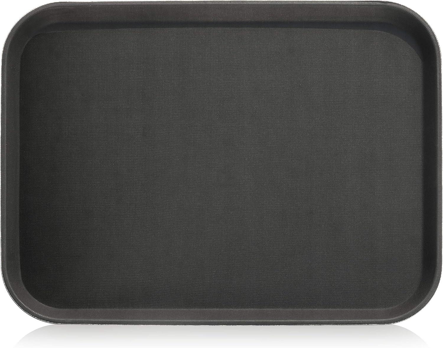 New Star Foodservice Restaurant Grade Non-Slip Tray, Plastic, Rubber Lined, Rectangular (Black, 15-Inch x 20-Inch)
