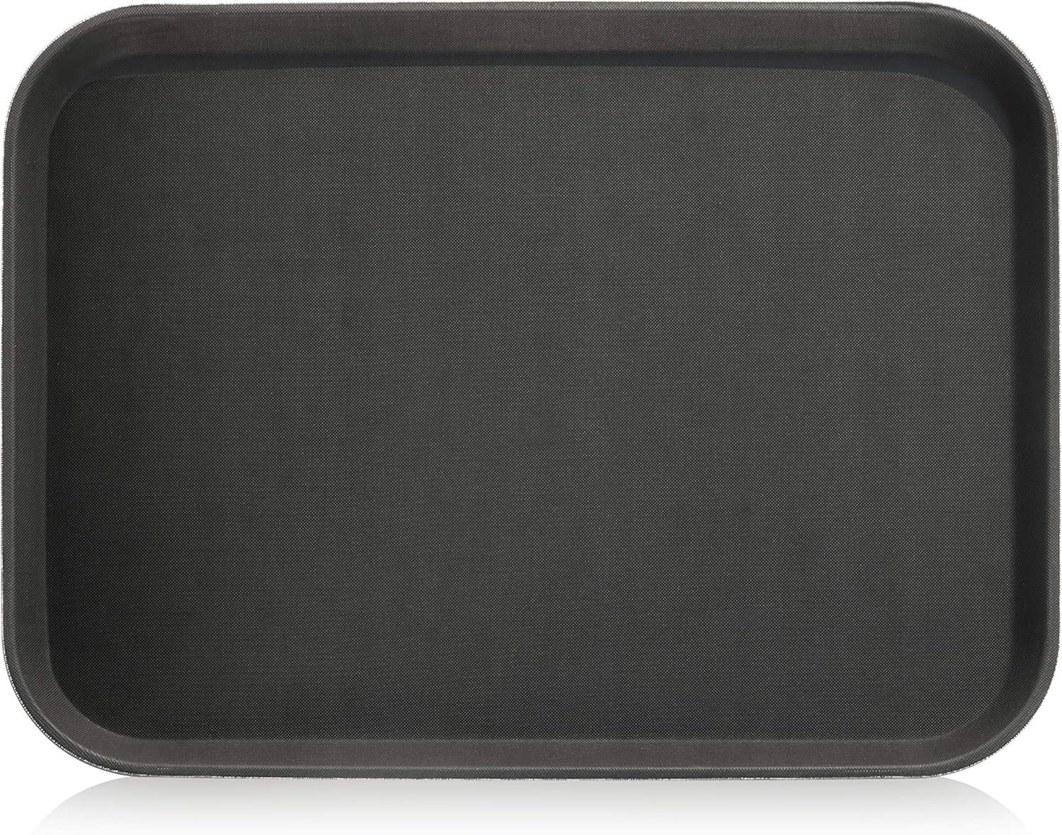New Star Foodservice Restaurant Grade Non-Slip Tray, Plastic, Rubber Lined, Rectangular (Black, 15-Inch x 20-Inch)