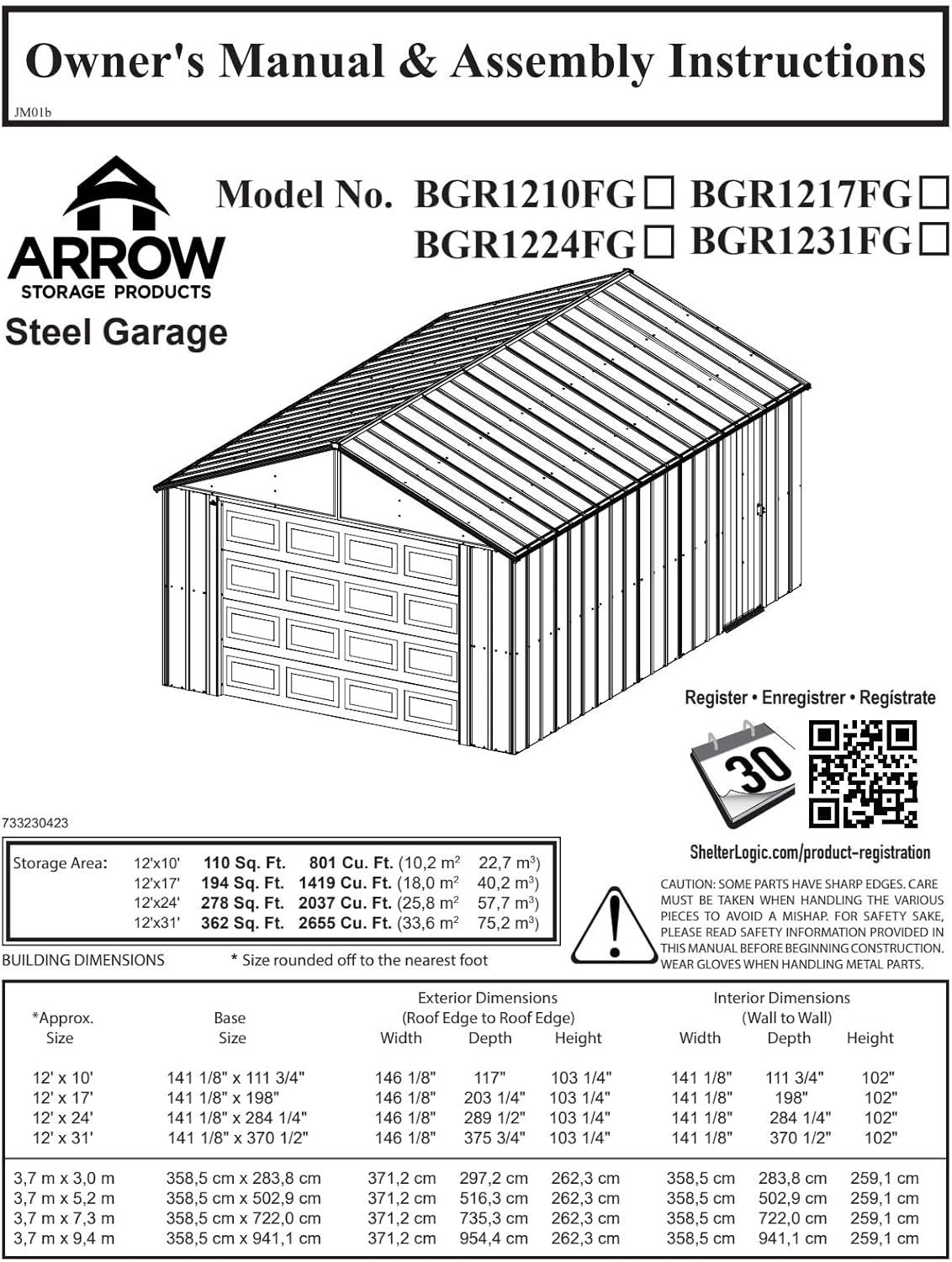 Murryhill 12' x 31' Gray Galvanized Steel Garage Kit with Shelving