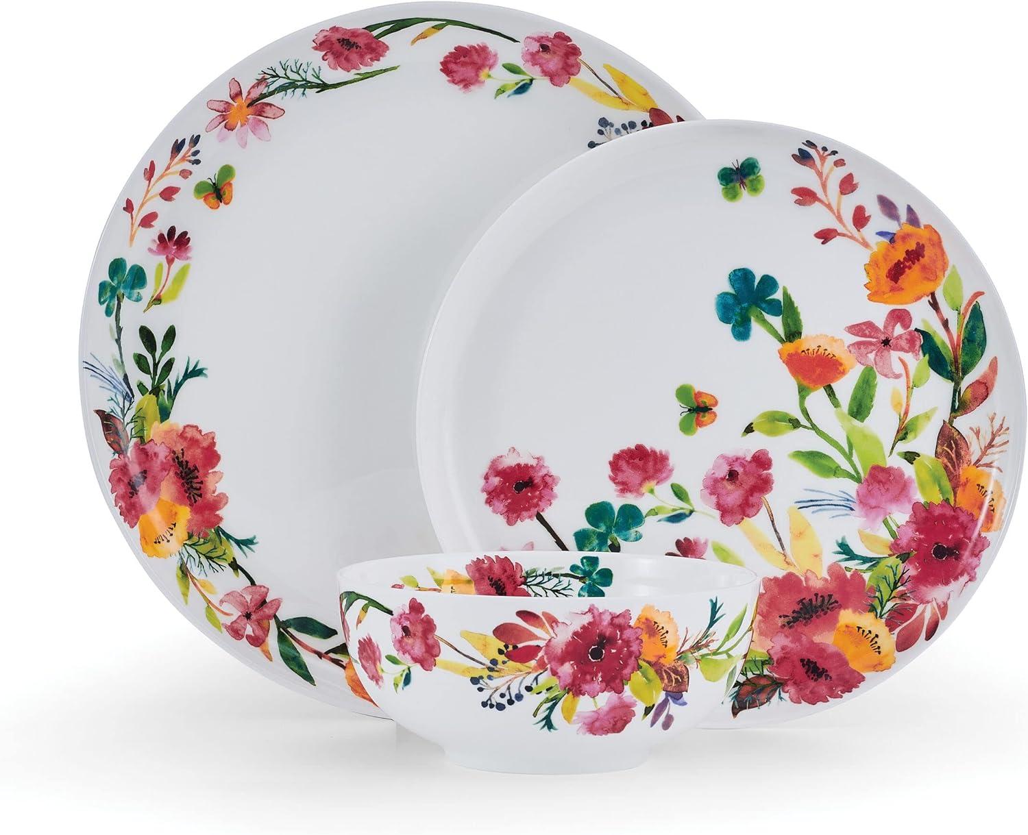 Karina Floral Porcelain 12-Piece Dinnerware Set, Service for 4