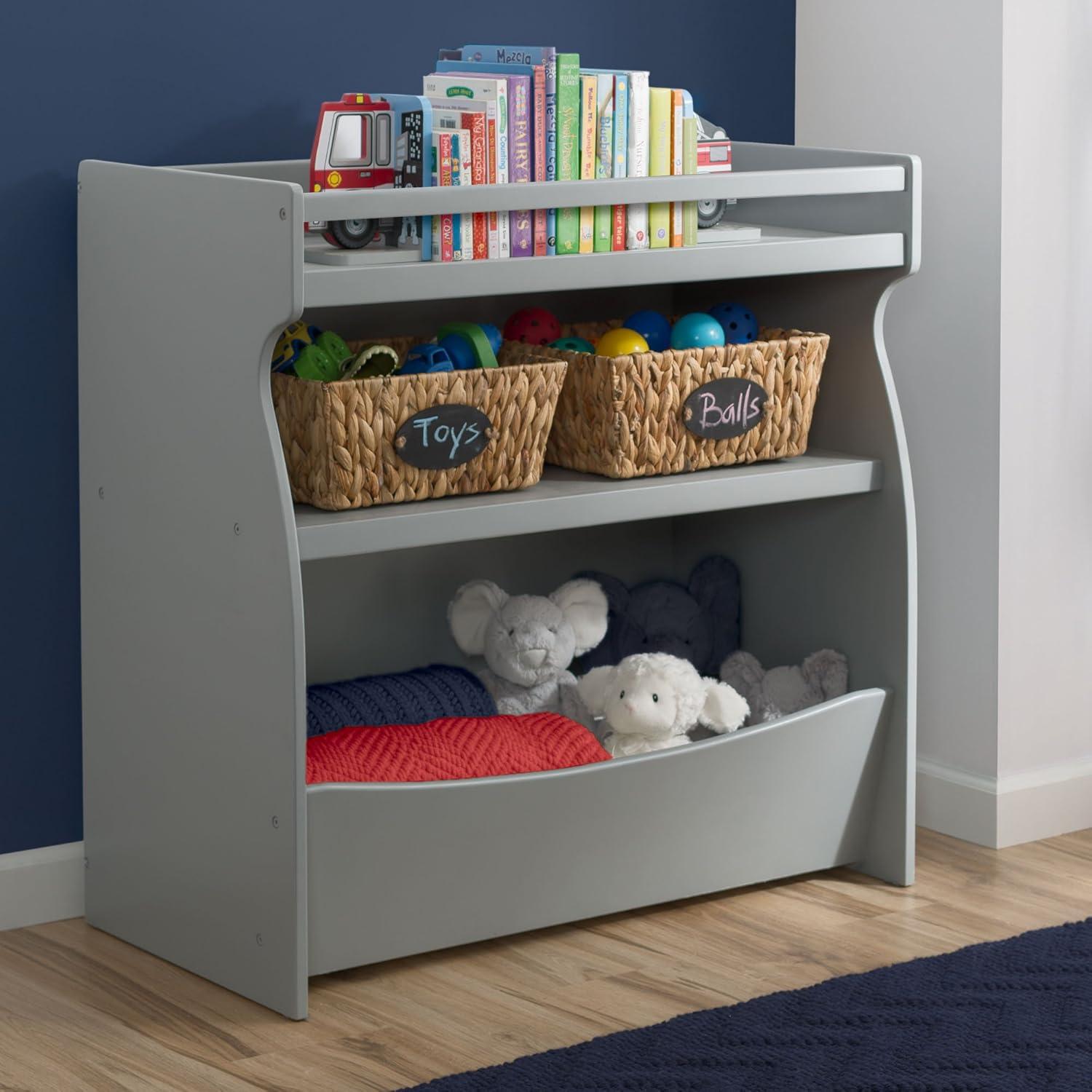 Gray 2-in-1 Changing Table with Storage and Safety Strap