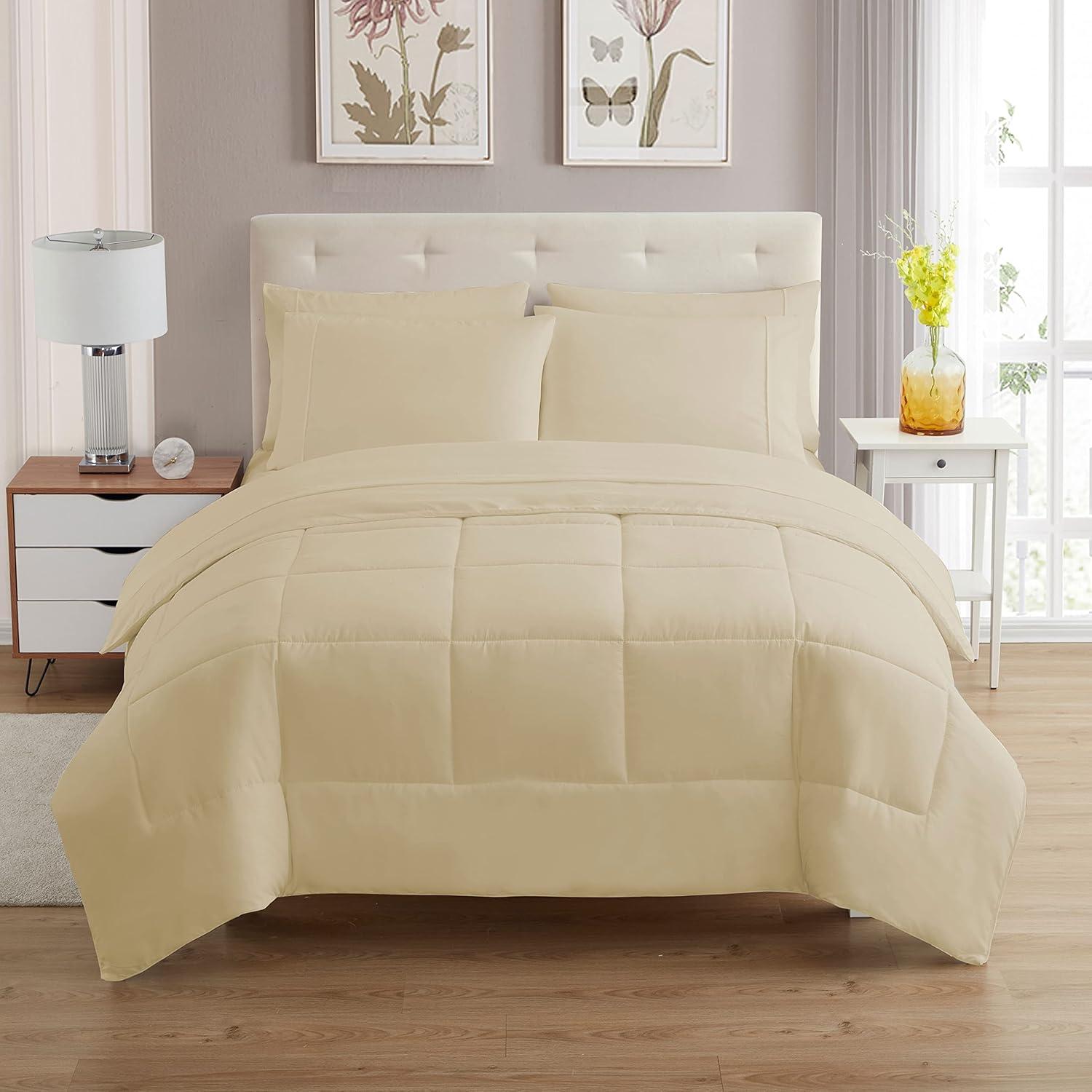 All Season Bed-in-A-Bag Solid Color Comforter & Sheet Set Ultra Soft Bedding by Sweet Home Collection®