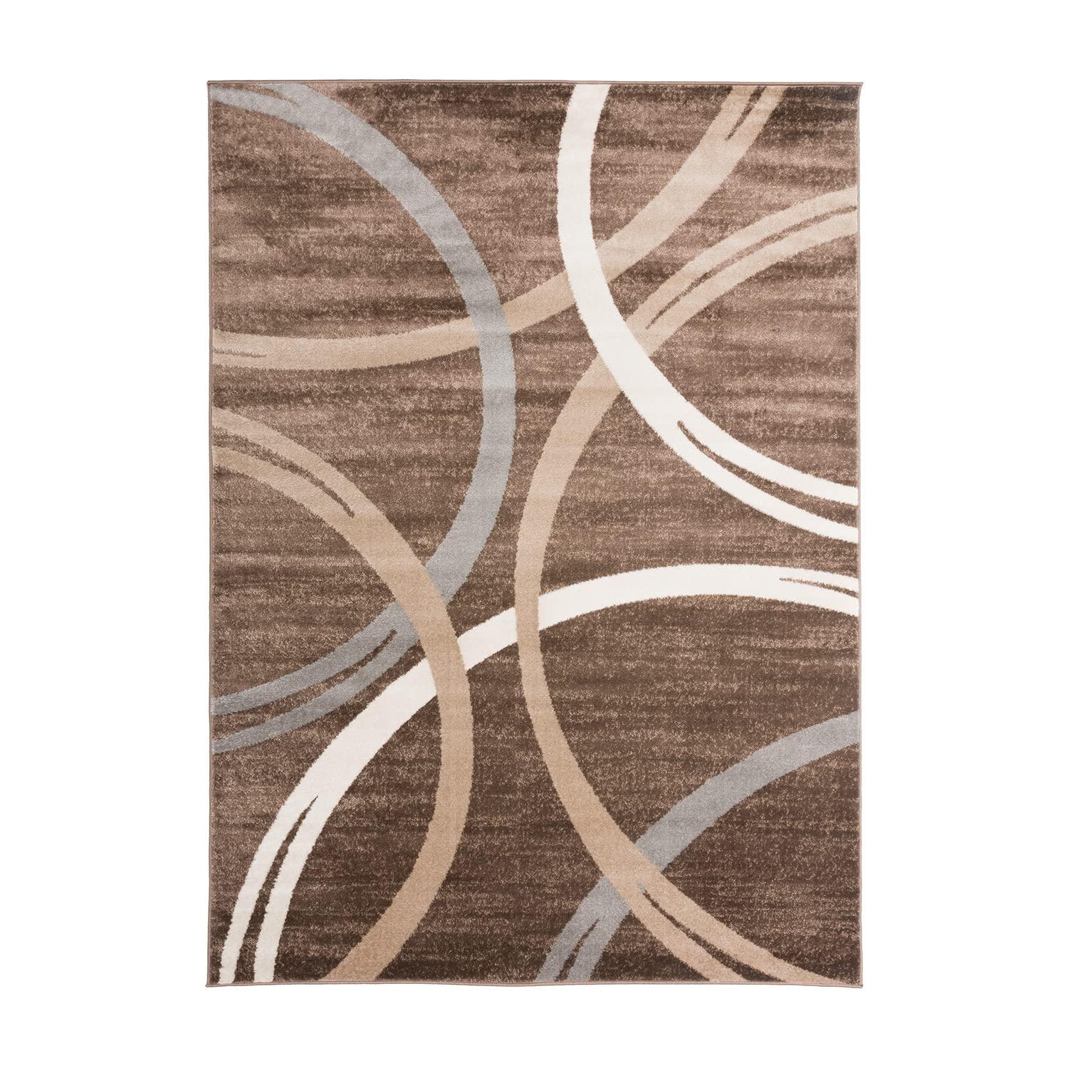 World Rug Gallery Contemporary Abstract Circles Design Brown 7'10" x 10'2" Area Rug