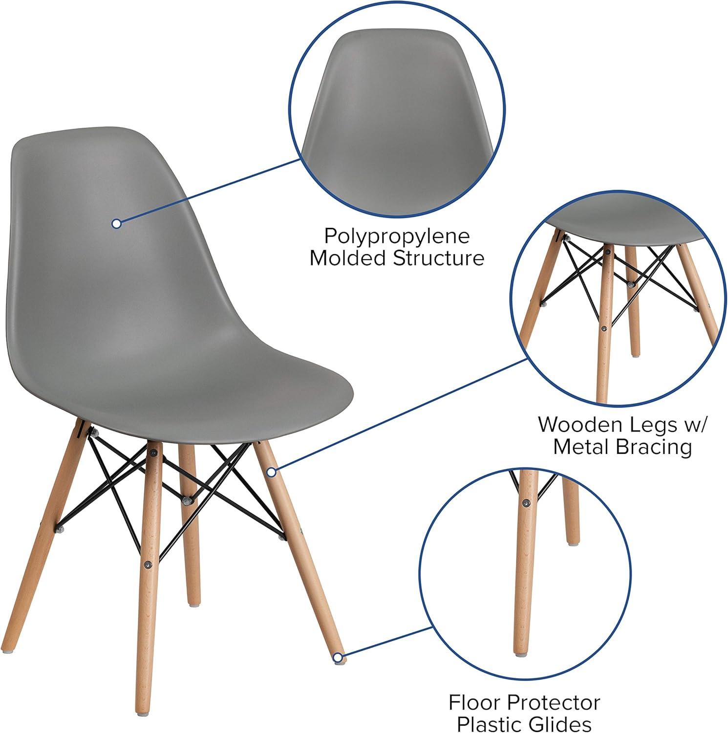 Flash Furniture Elon Series Plastic Chair with Wooden Legs for Versatile Kitchen, Dining Room, Living Room, Library or Desk Use