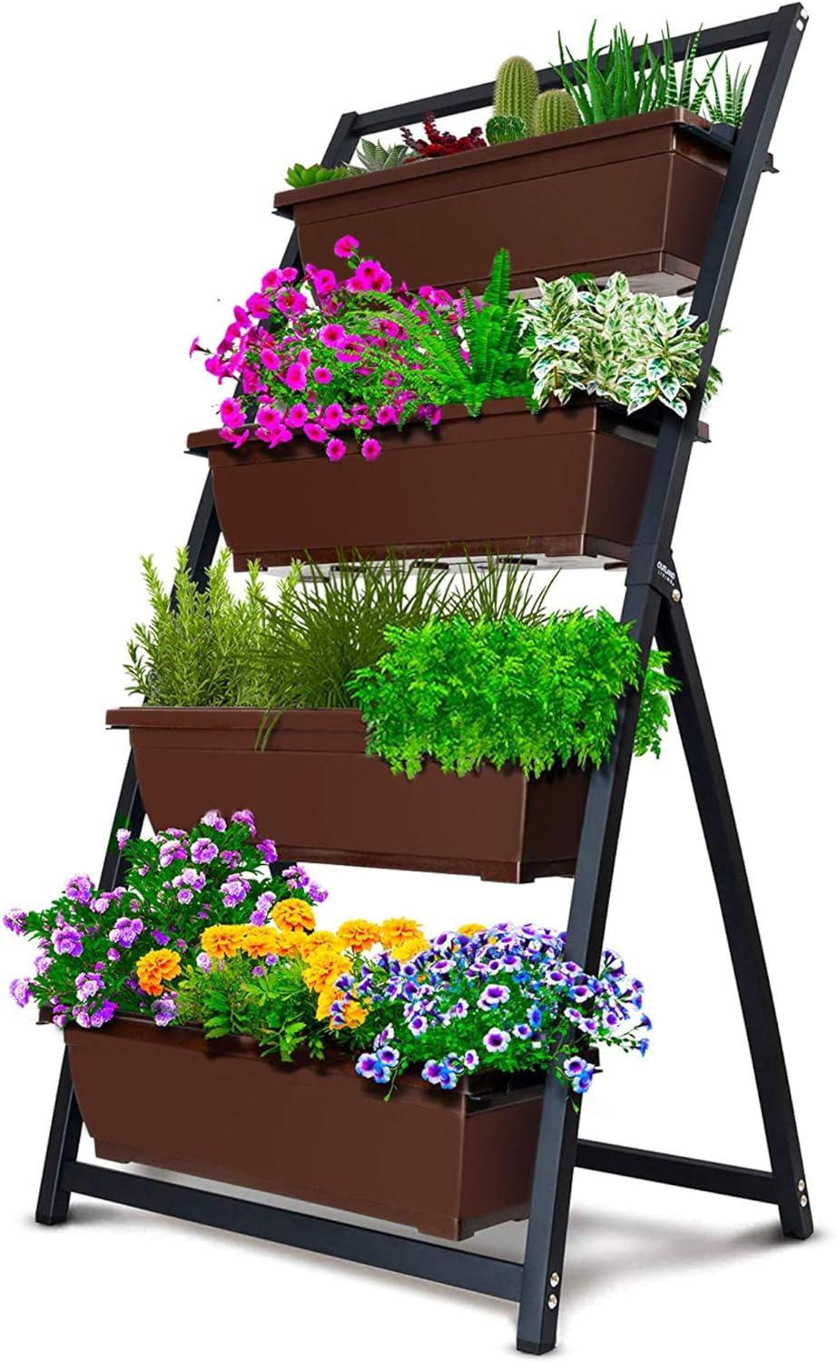Outland Living Fernie Freestanding Vertical Garden, 4ft 4 Tier Elevated Planter Perfect for Herbs Succulents Vegetables and Flowers for Backyard and Patio