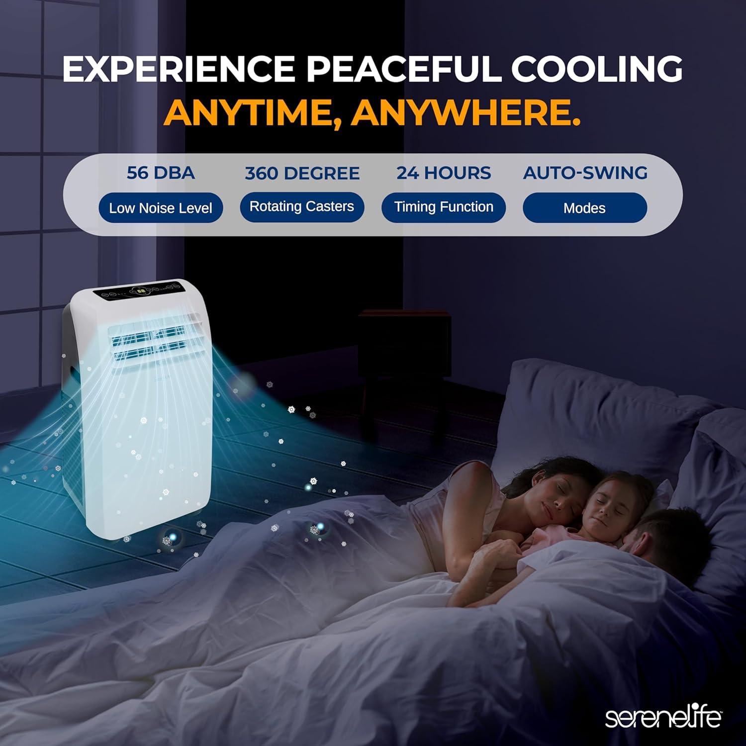 SereneLife 325-Sq. Ft. 12,000 BTU Portable Room Air Conditioner, Dehumidifier, and Heater