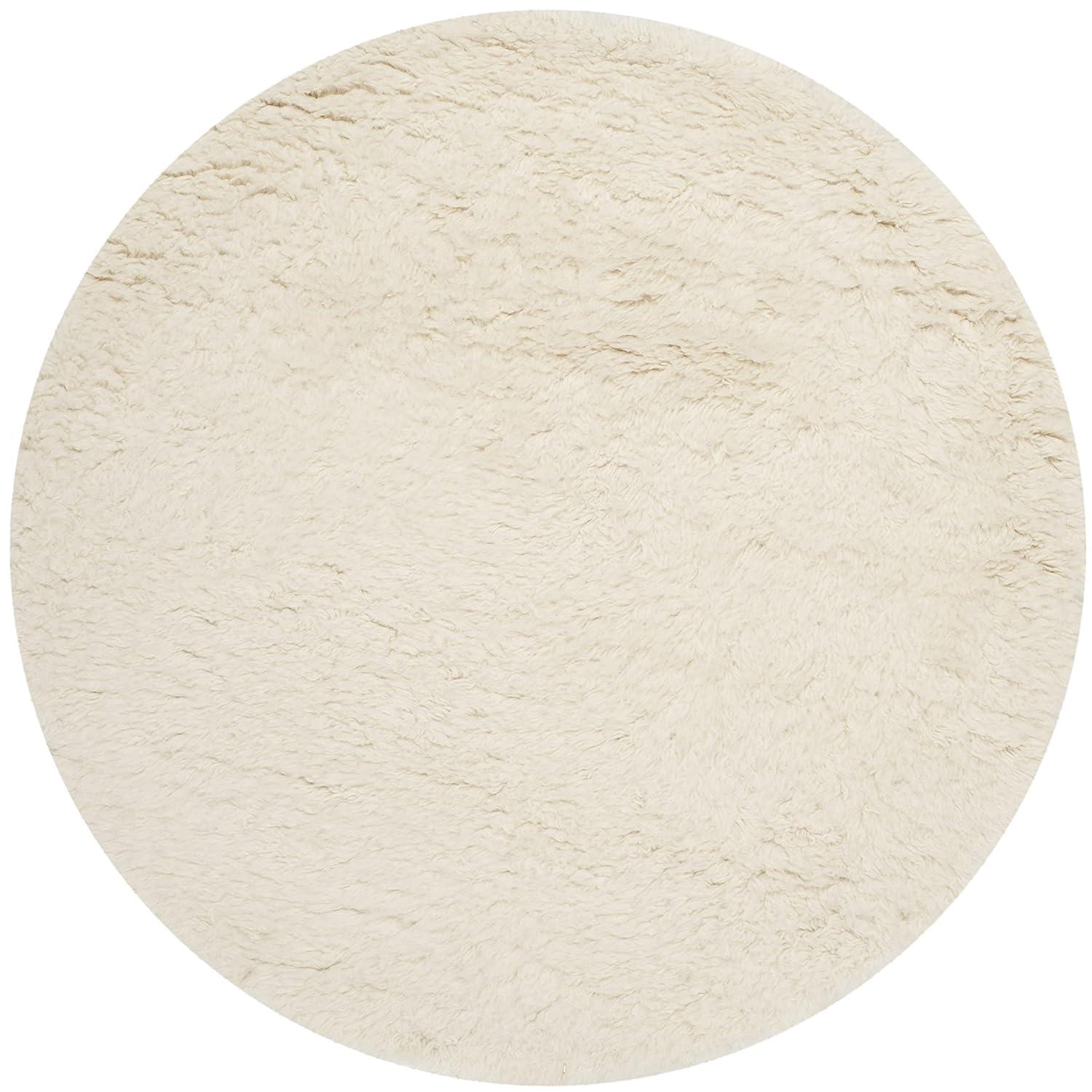 Flokati FLK150 Hand Tufted Indoor Area Rug - Ivory - 6' Round - Safavieh