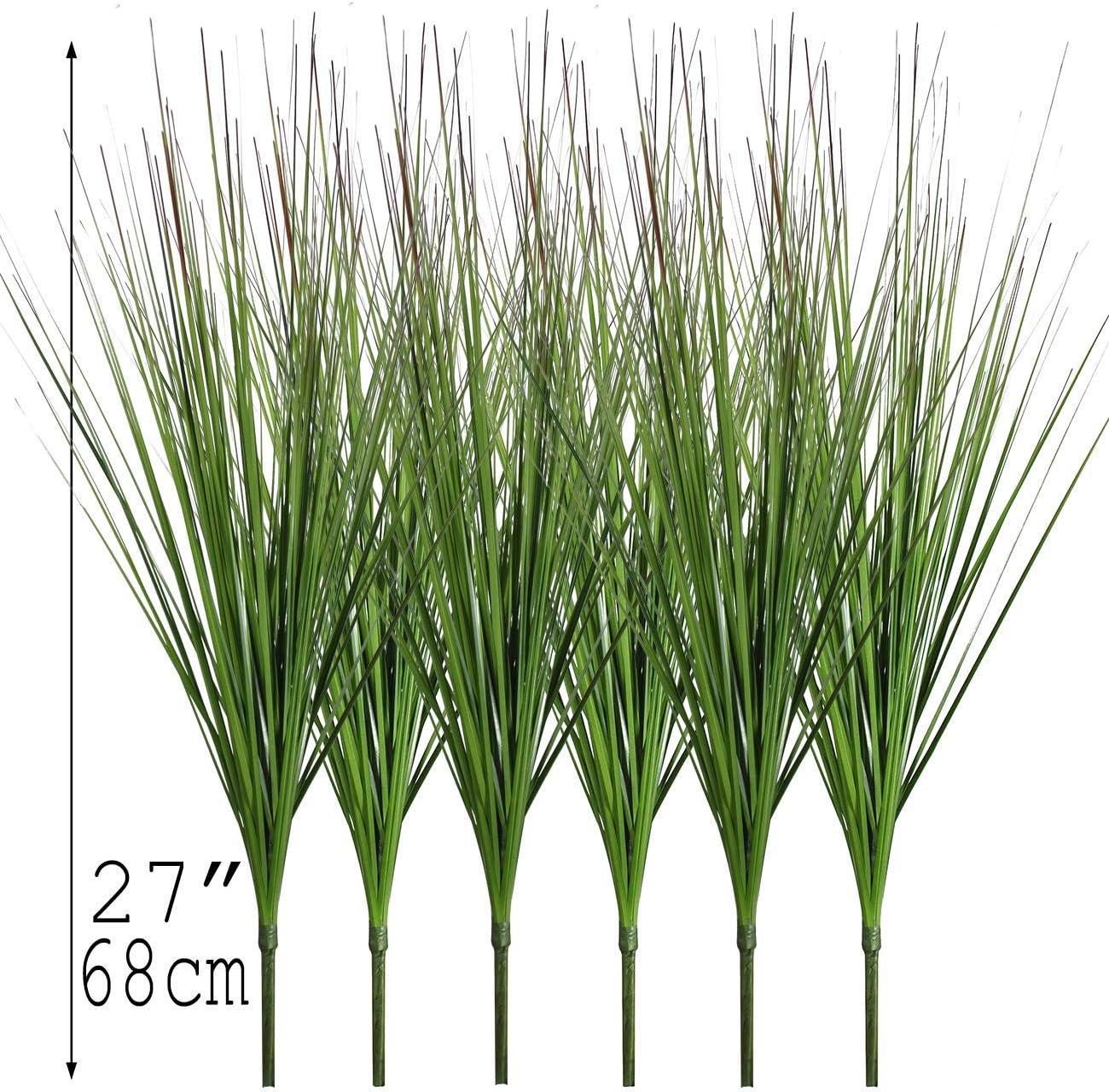 Artificial Plants 6PCS 27“ Fake Tall Onion Grass Faux Plant,Artificial Grass Greenery Shrubs Bushes for Garden Porch Window Box Shop Office Home Décor