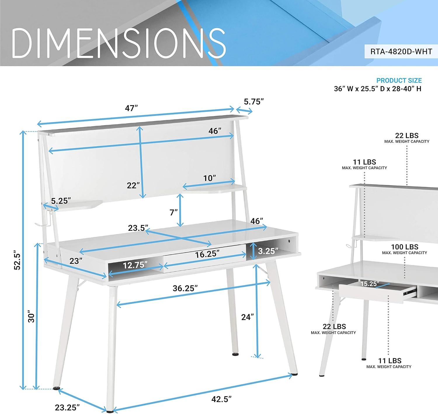 Computer Desk with Storage, Hutch & Magnetic Board - Techni Mobili