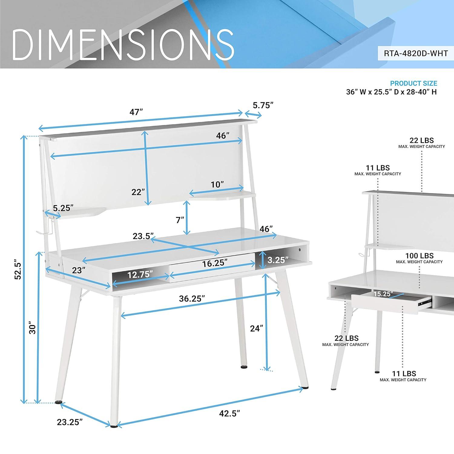 Computer Desk with Storage, Hutch & Magnetic Board - Techni Mobili