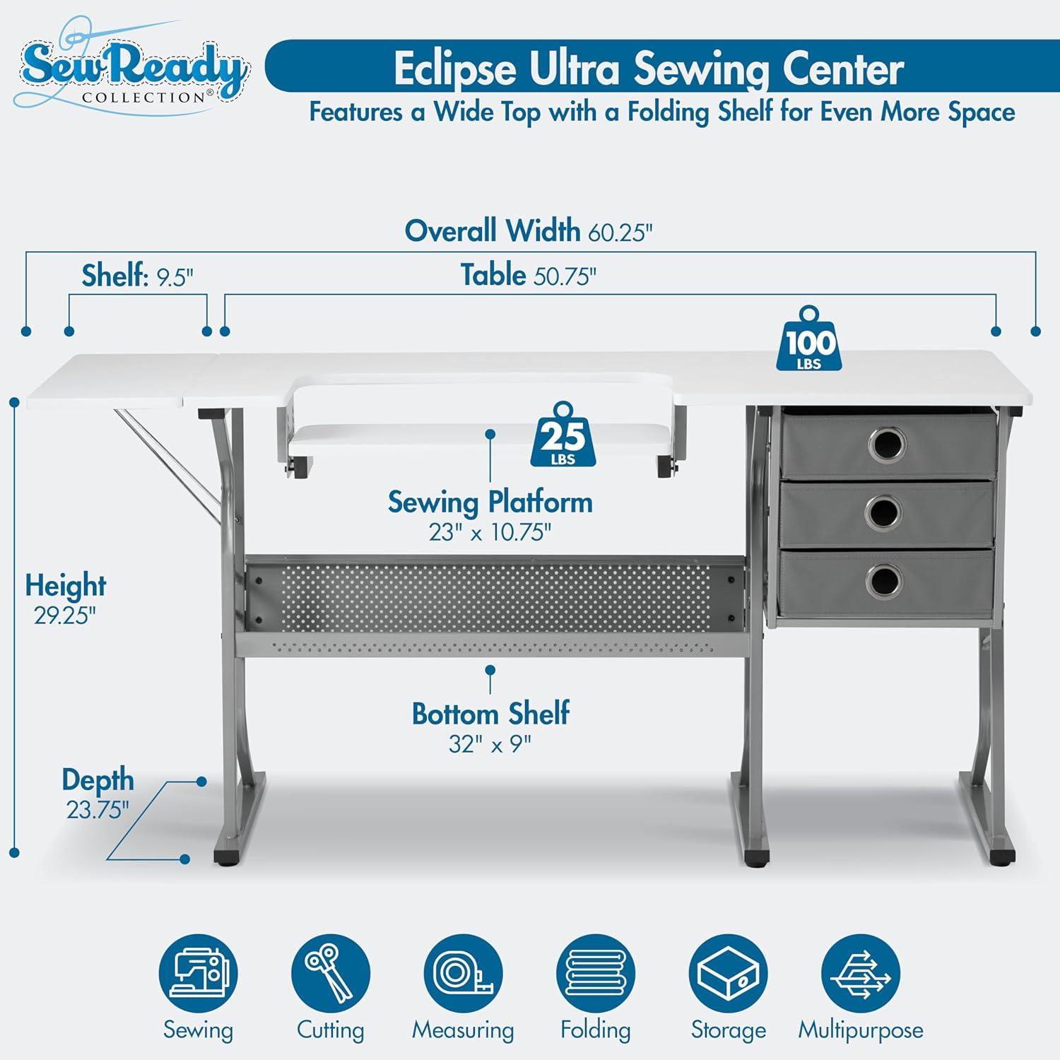 Sew Ready 60.25'' x 23.75'' Sewing Table with Sewing Machine Platform