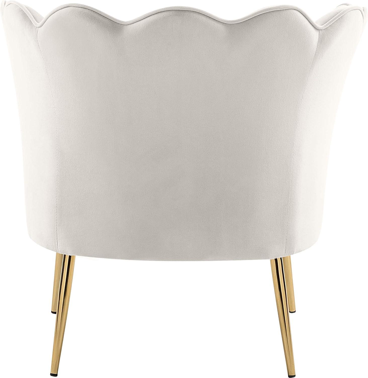 Meridian Furniture Jester Cream Velvet Accent Chair with Gold Iron Legs